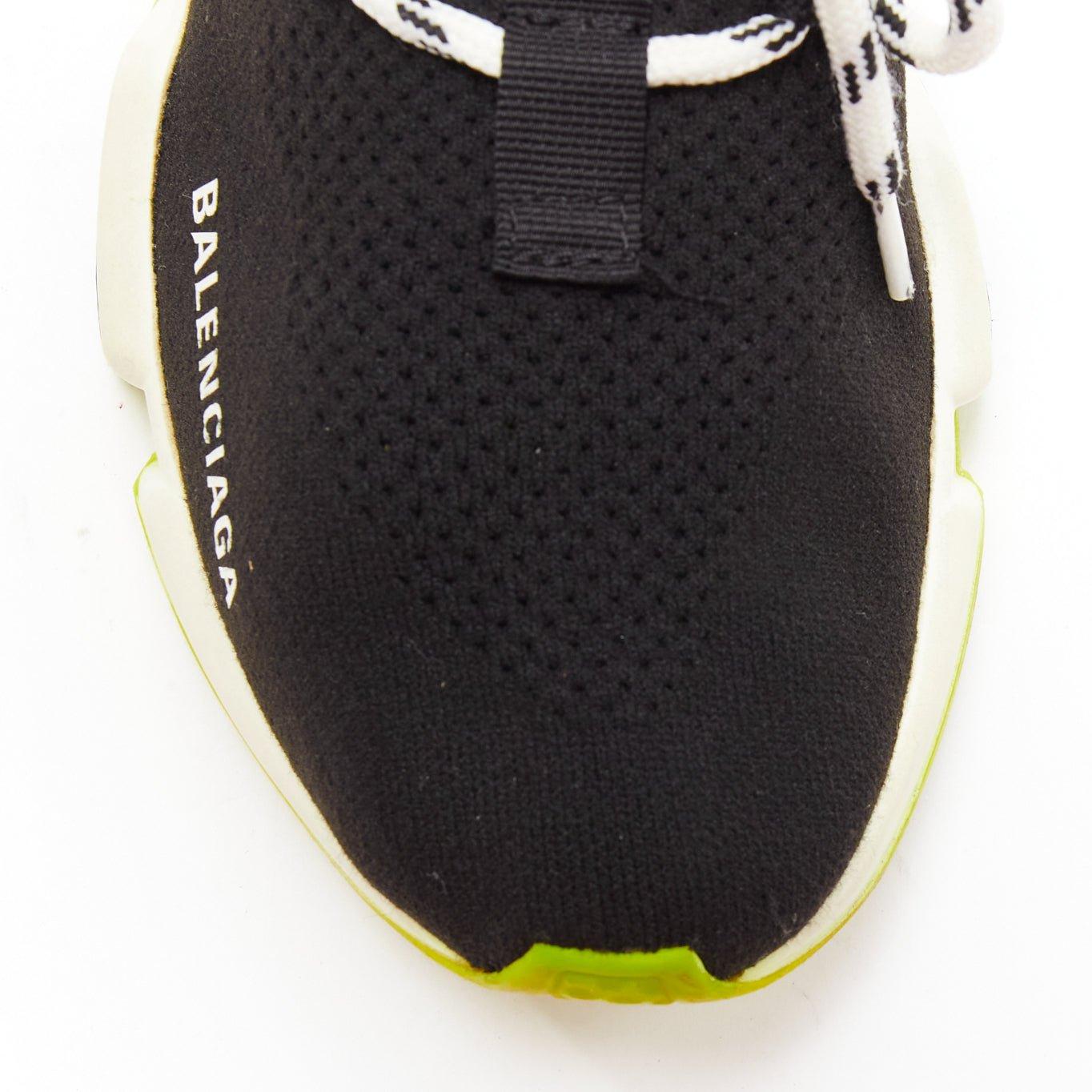 BALENCIAGA Speed black fabric neon yellow sole sock sneakers EU37 For Sale 1
