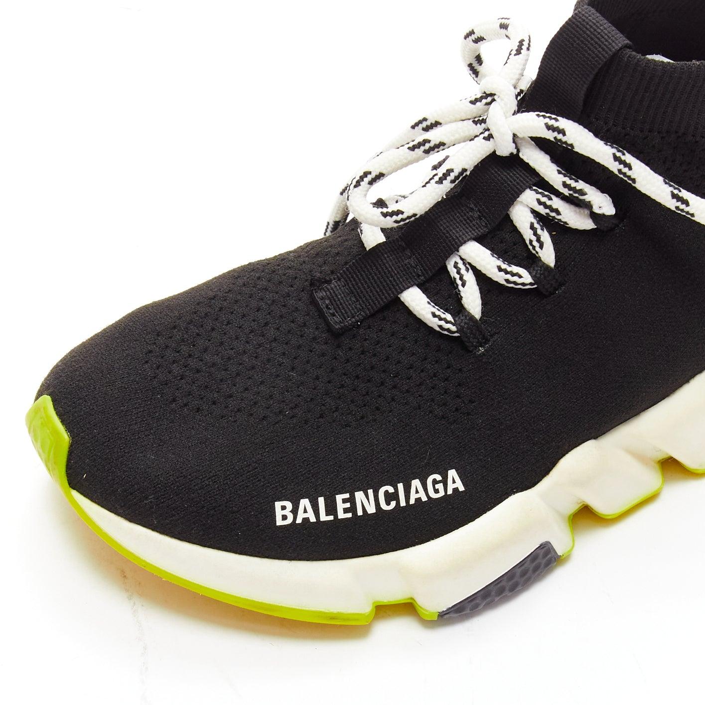 BALENCIAGA Speed black fabric neon yellow sole sock sneakers EU37 For Sale 3