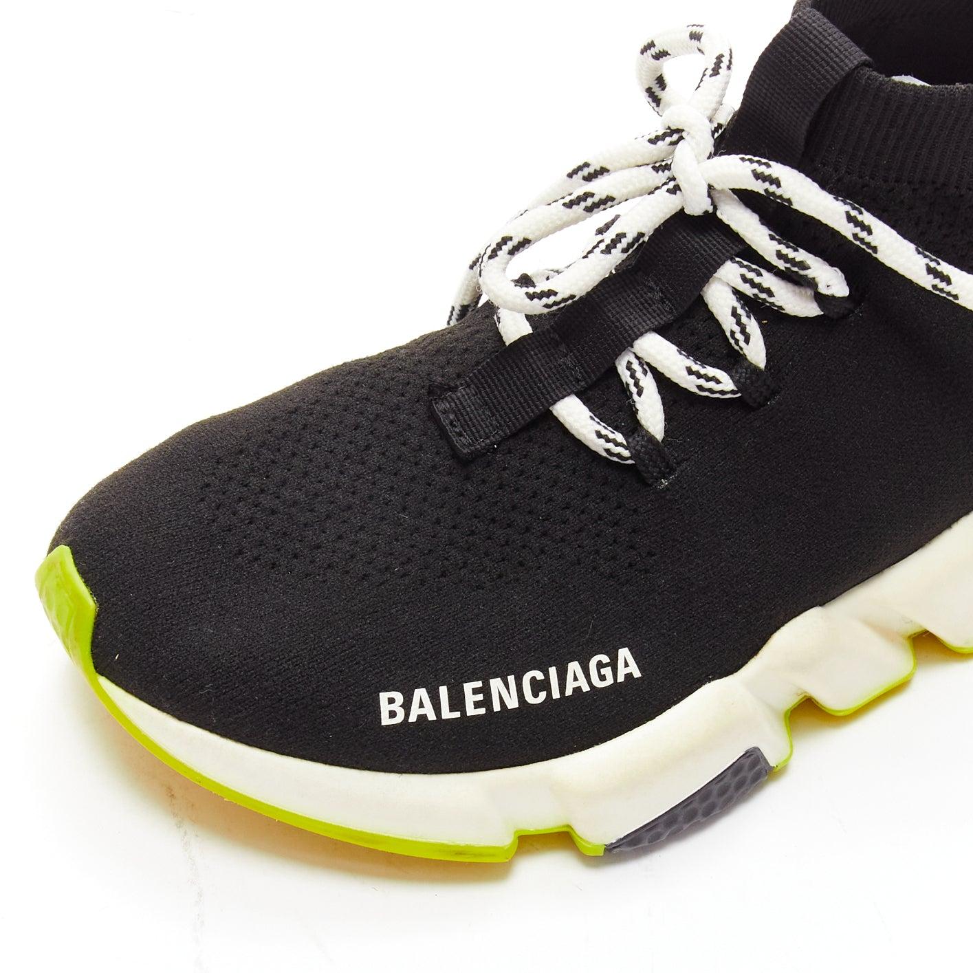 BALENCIAGA Speed black fabric neon yellow sole sock sneakers EU37 For Sale 2
