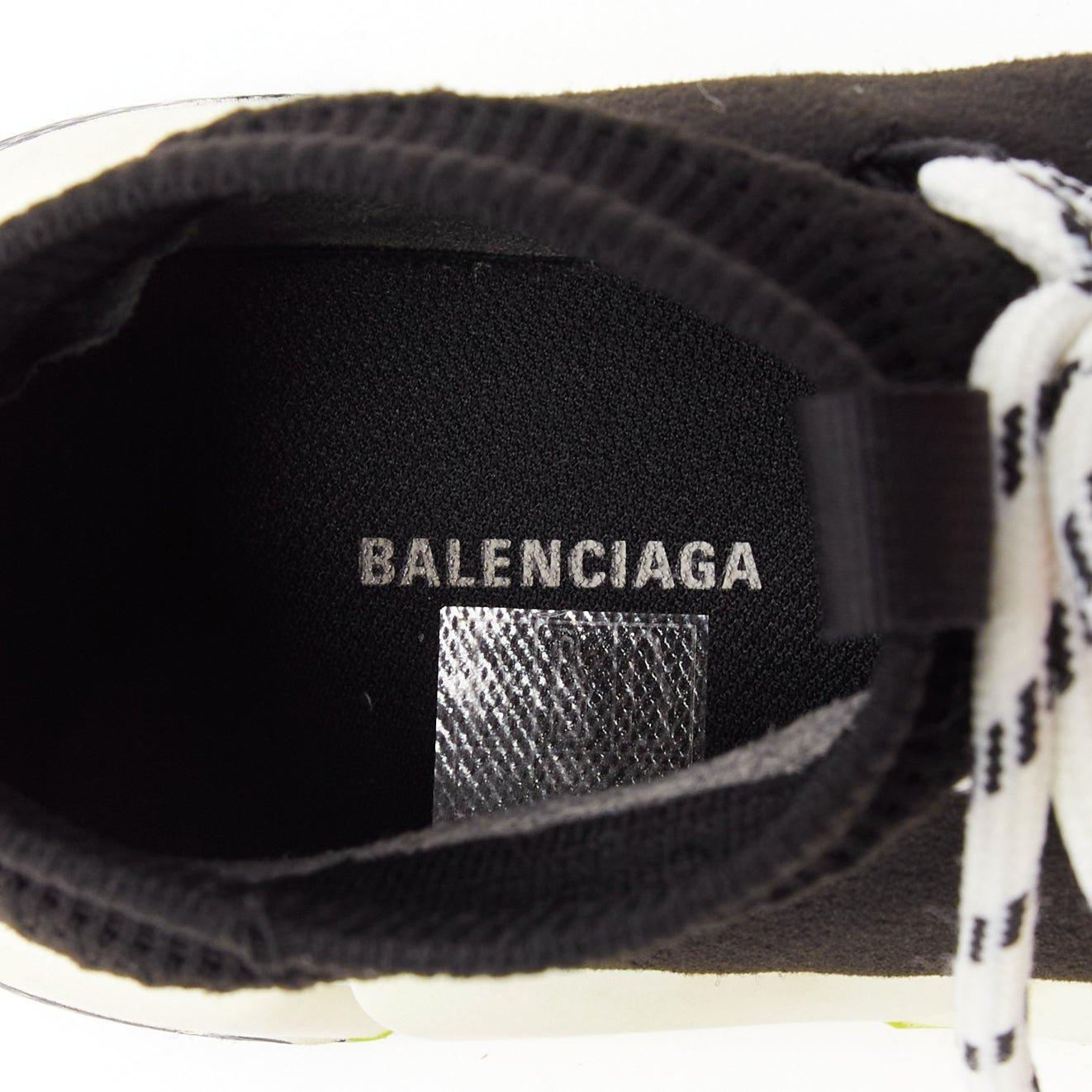 BALENCIAGA Speed black fabric neon yellow sole sock sneakers EU37 For Sale 4