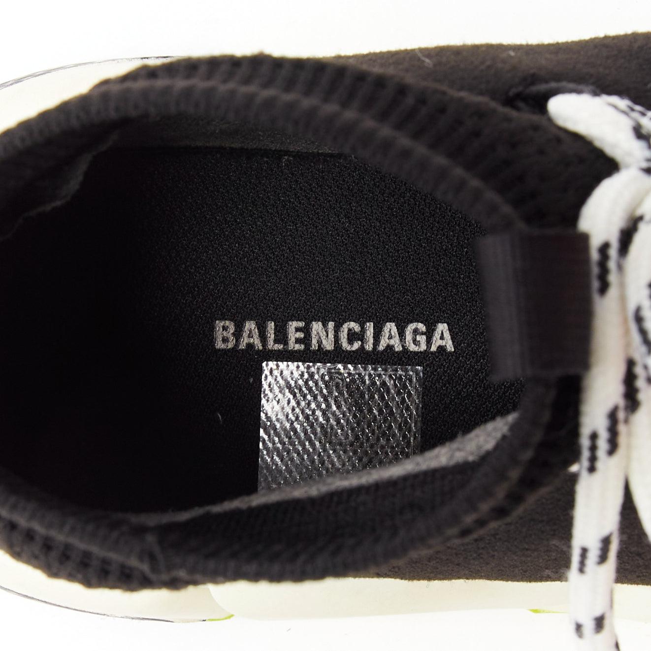 BALENCIAGA Speed black fabric neon yellow sole sock sneakers EU37 For Sale 3