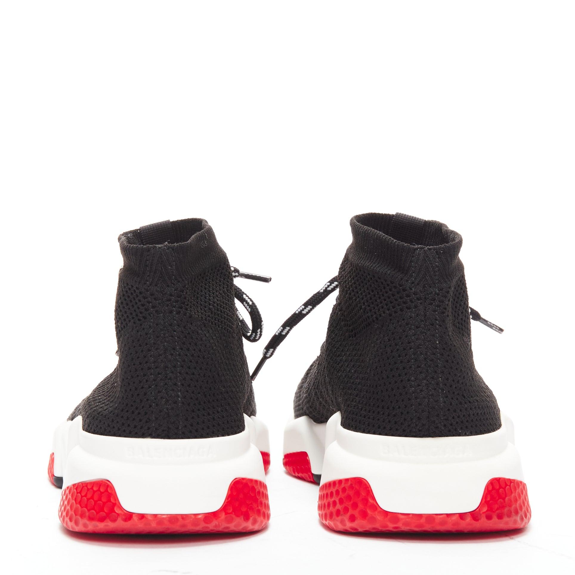Men's BALENCIAGA Speed black white red logo laced sock sneakers EU40 For Sale
