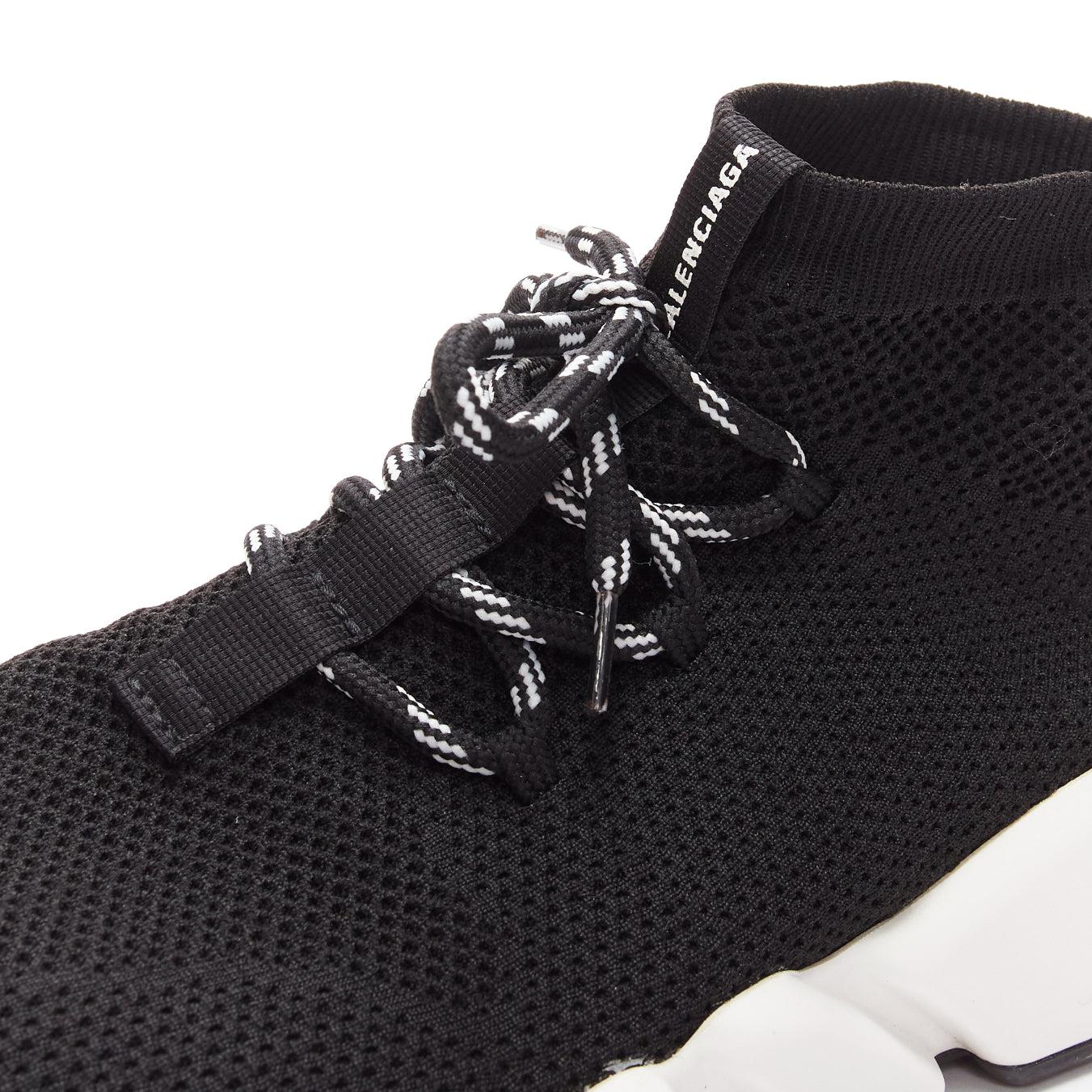 BALENCIAGA Speed black white red logo laced sock sneakers EU40 For Sale 2