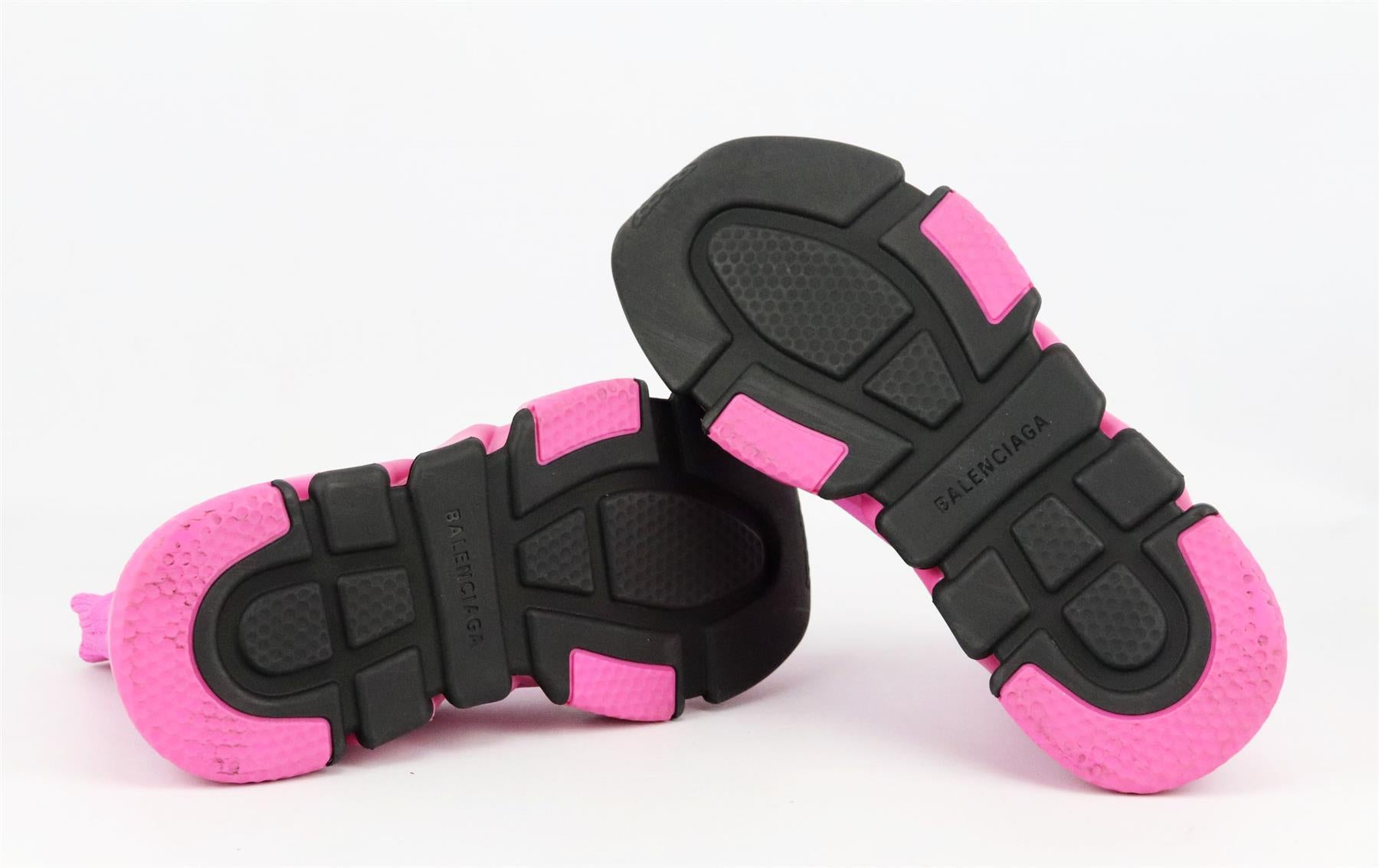 Pink Balenciaga Speed Logo Print Stretch Knit High Top Sneakers EU 39 UK 6 US 9 