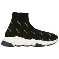 Used Balenciaga Speed Logo Print Stretch Knit High Top Sneakers