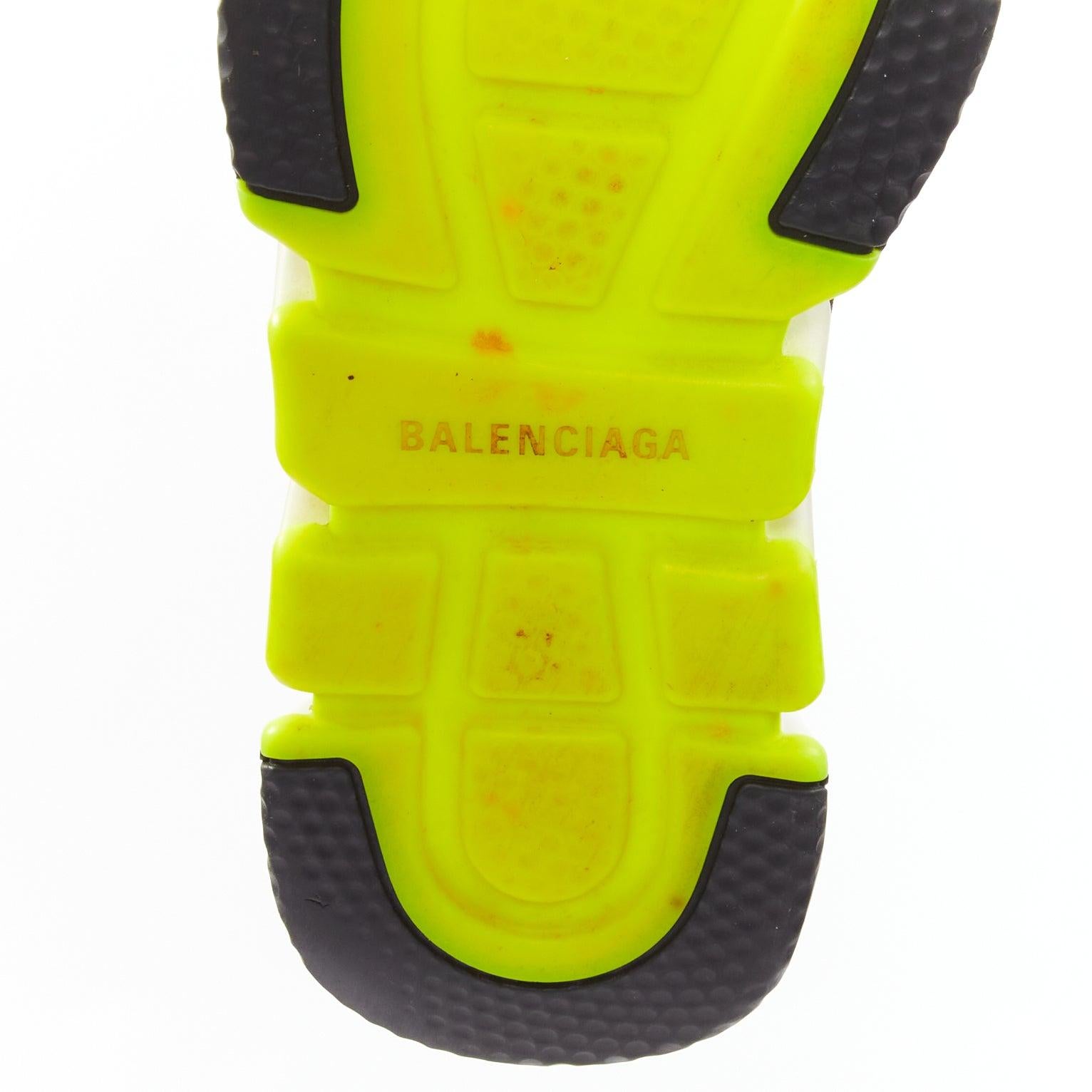 BALENCIAGA Speed logo jaune fluo noir baskets chaussettes EU40 en vente 3