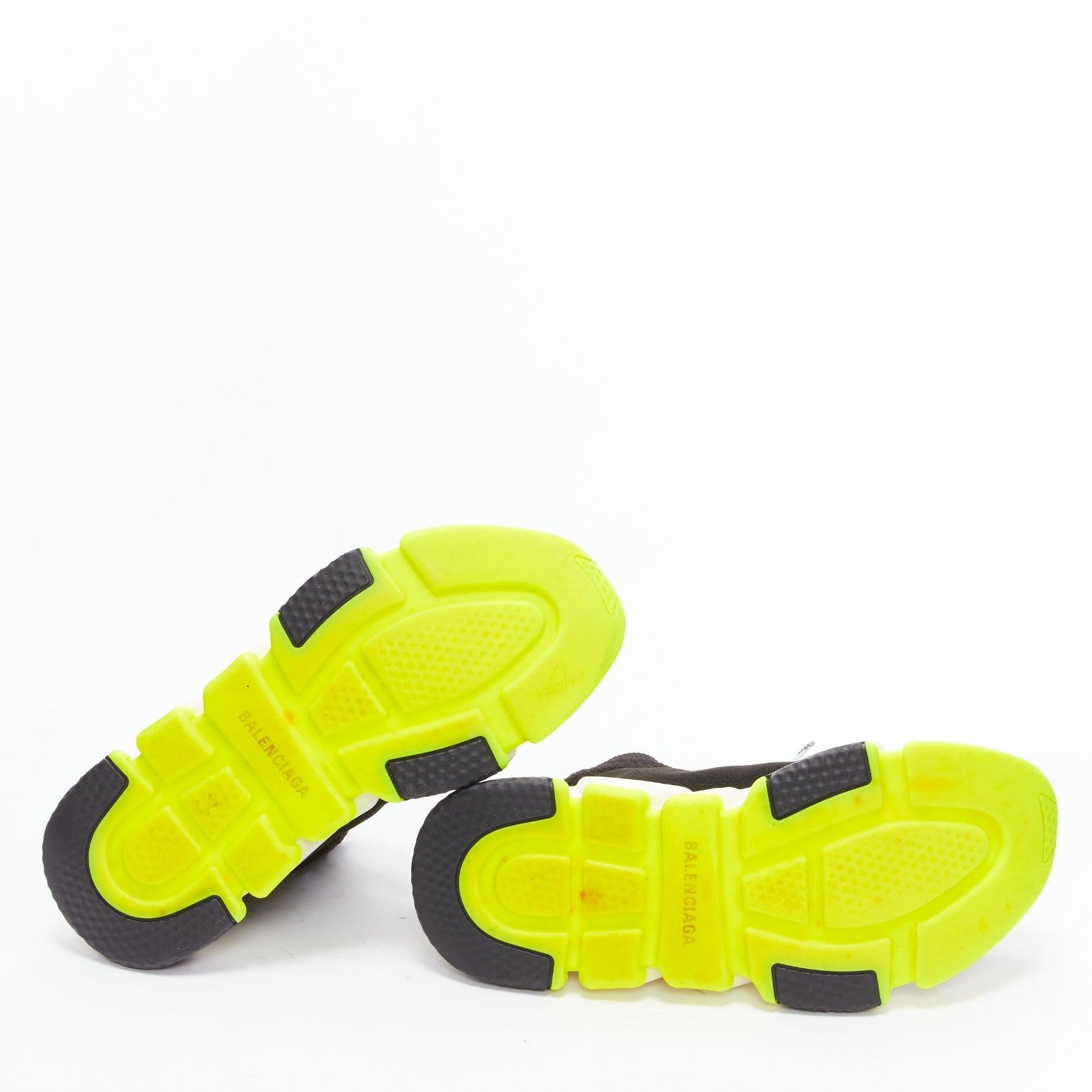 BALENCIAGA Speed logo jaune fluo noir baskets chaussettes EU40 en vente 4