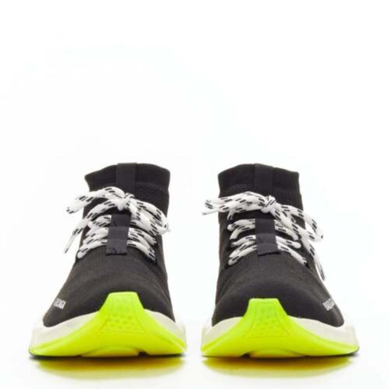 Nero Balenciaga Speed giallo neon nero logo sneakers a calzino EU40 in vendita