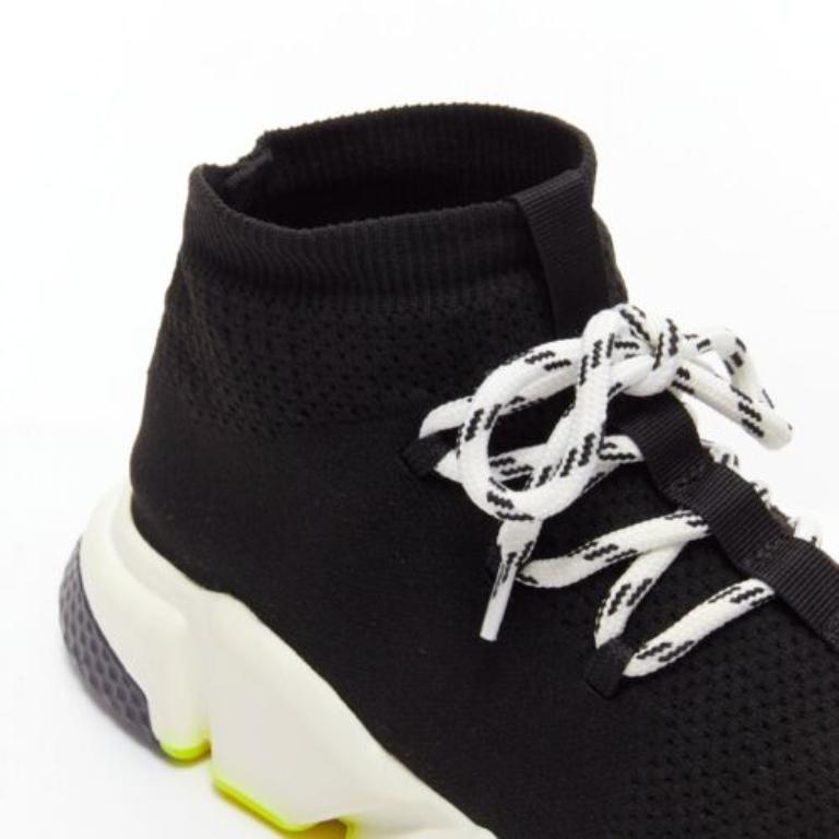Balenciaga Speed giallo neon nero logo sneakers a calzino EU40 in vendita 2