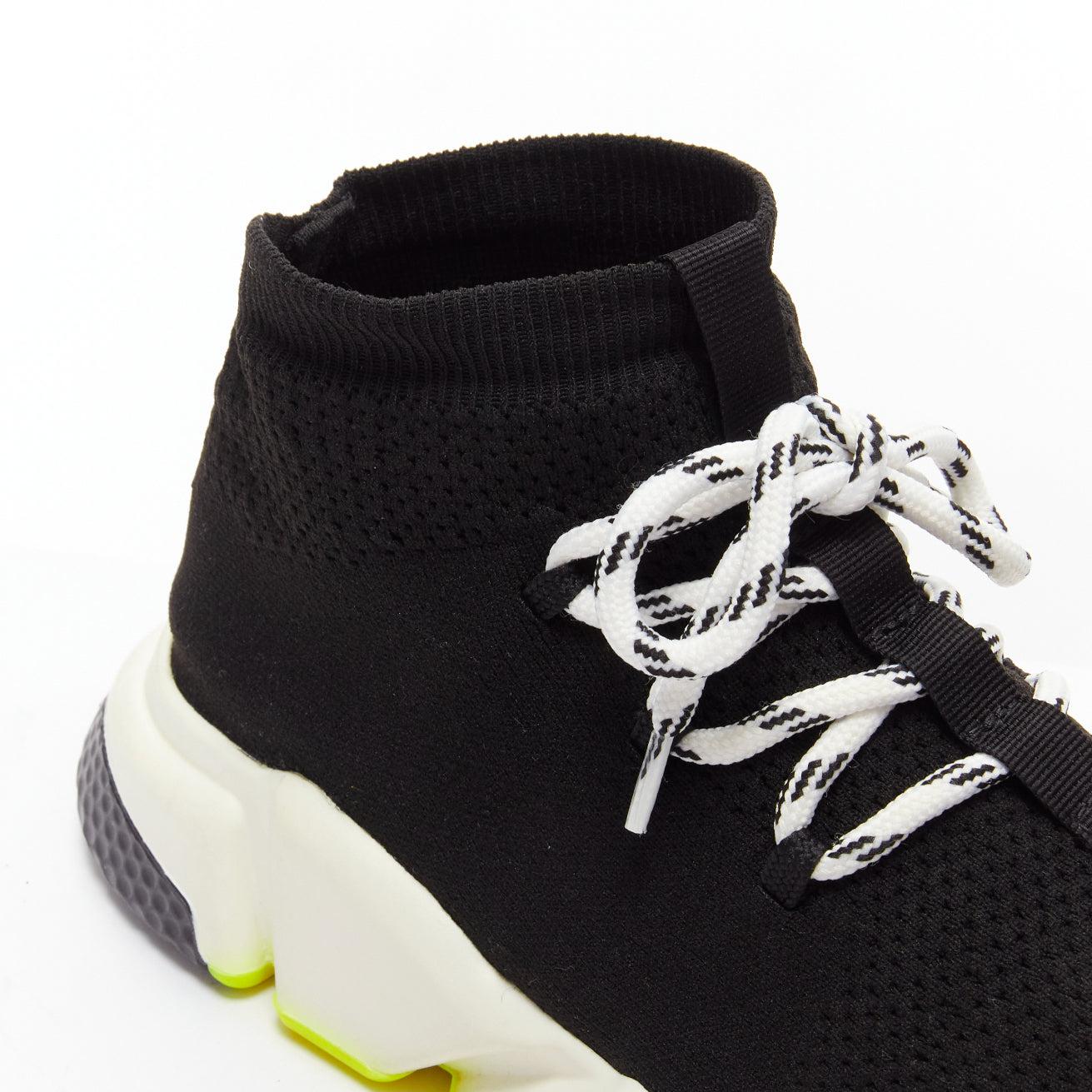 BALENCIAGA Speed neon yellow black logo sock sneakers EU40 For Sale 2