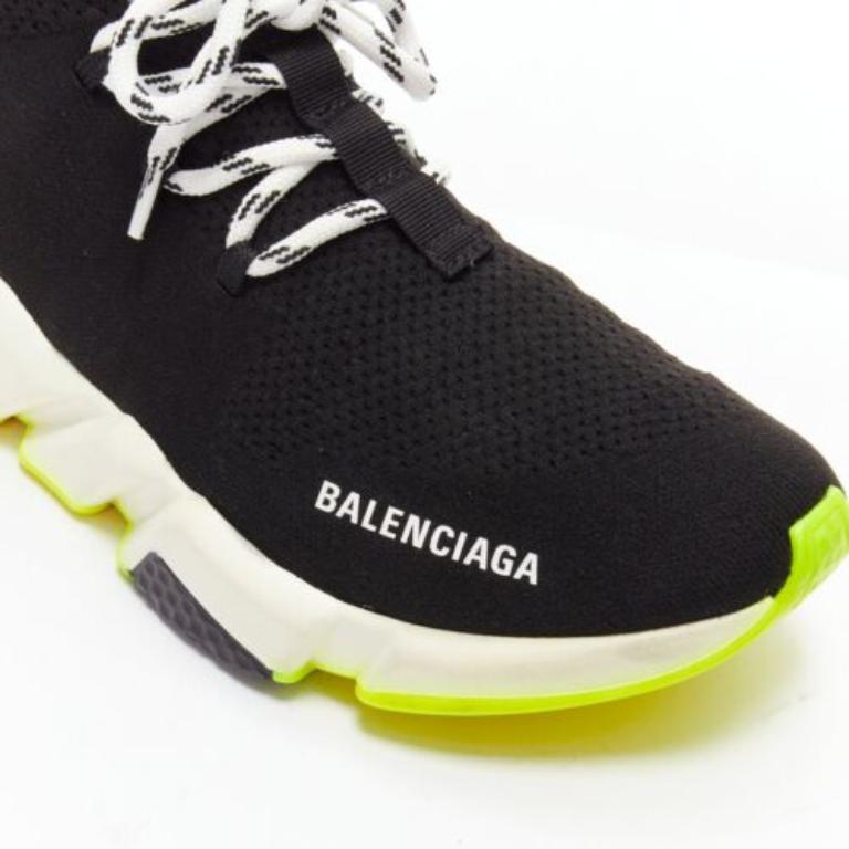 Balenciaga Speed giallo neon nero logo sneakers a calzino EU40 in vendita 3