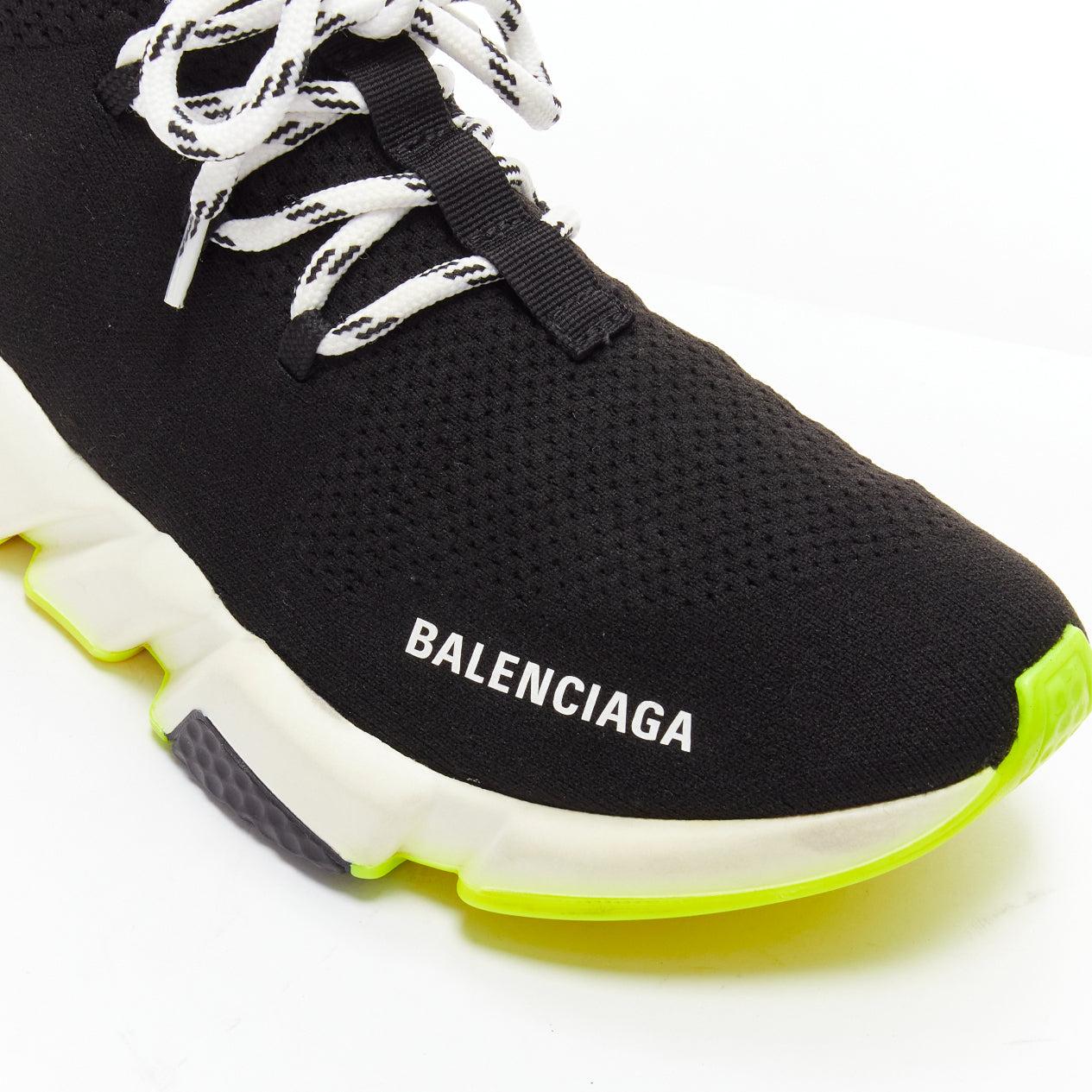 BALENCIAGA Speed logo jaune fluo noir baskets chaussettes EU40 en vente 1