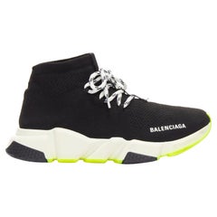 BALENCIAGA Speed neon yellow black logo sock sneakers EU40