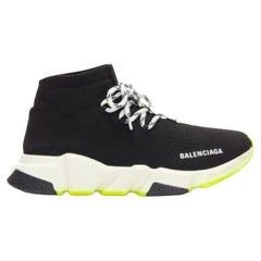 BALENCIAGA Speed amarillo neón negro logo calcetín zapatillas EU40