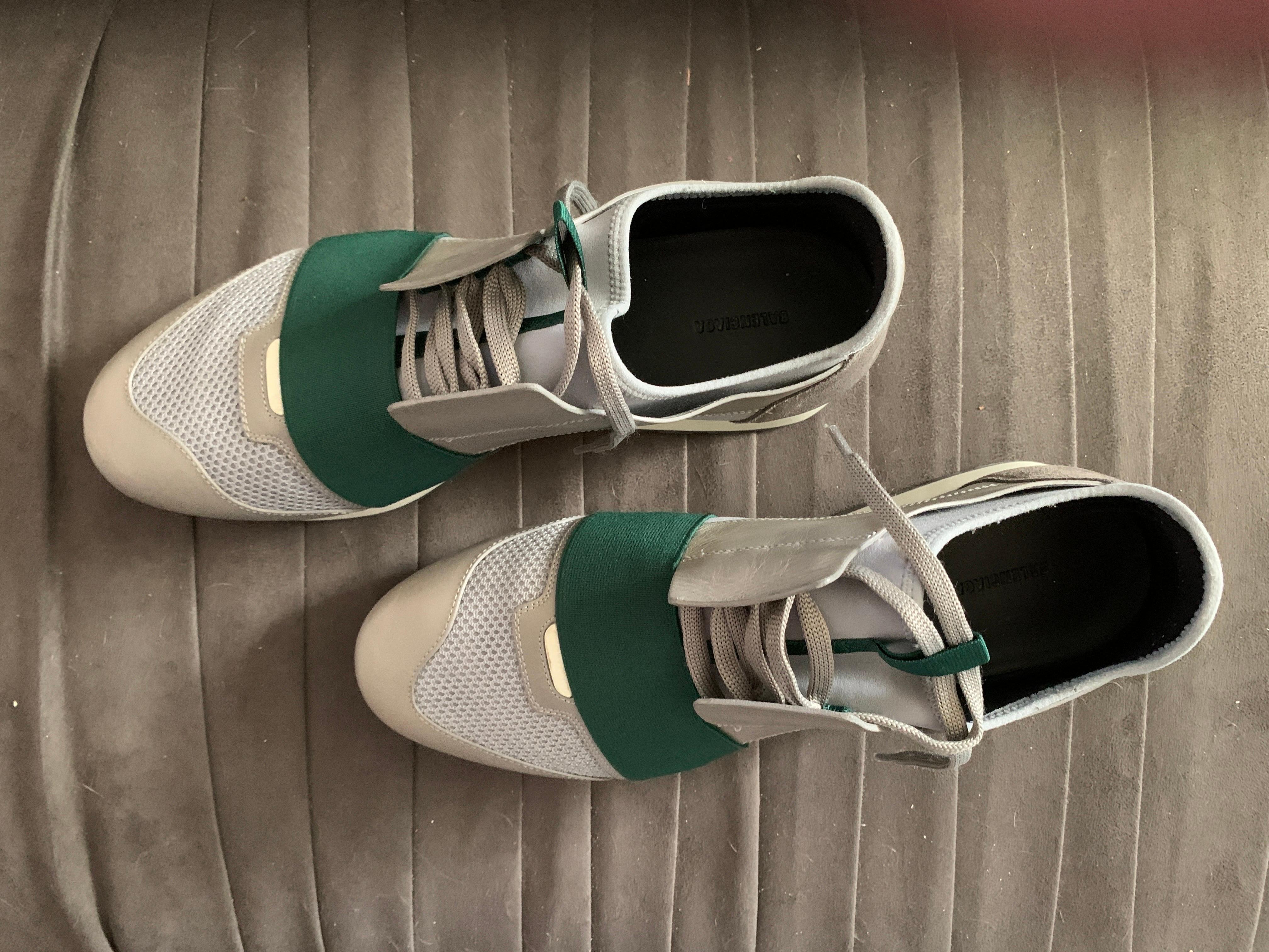 Balenciaga - Chaussures de course unisexe grises et vertes, pour homme, taille 43/10  en vente 5