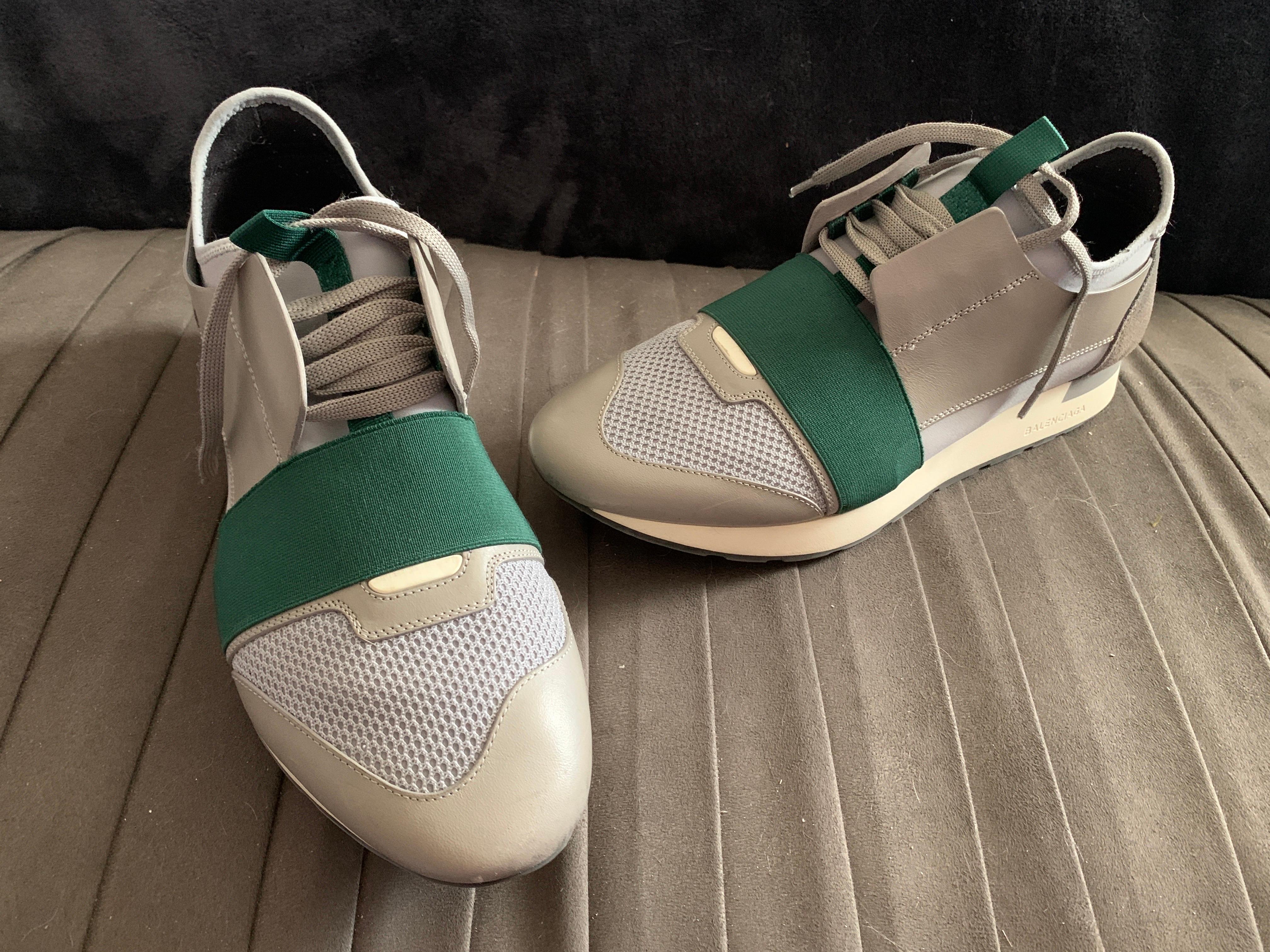 Balenciaga - Chaussures de course unisexe grises et vertes, pour homme, taille 43/10  Bon état - En vente à Palm Springs, CA