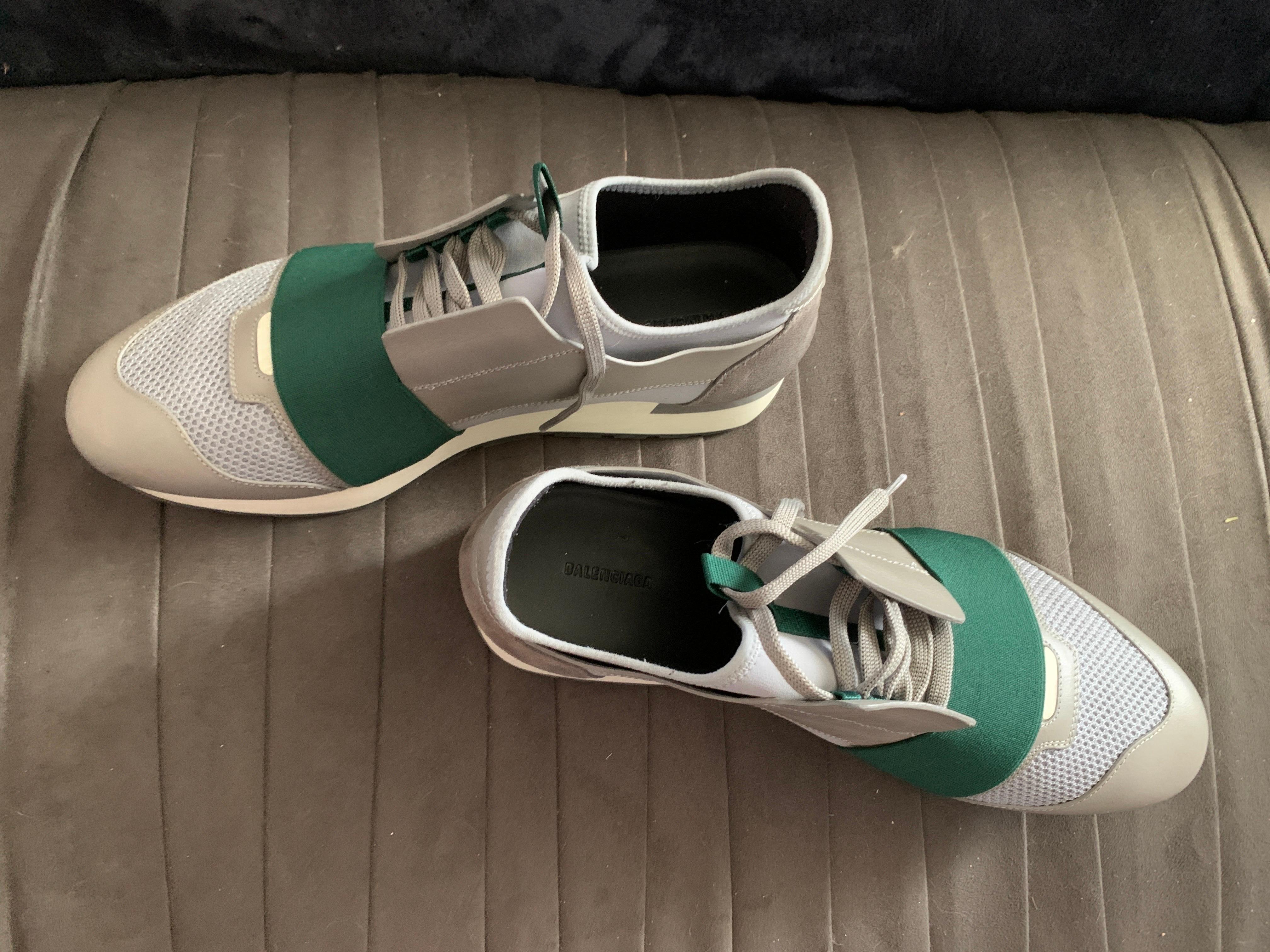 Balenciaga - Chaussures de course unisexe grises et vertes, pour homme, taille 43/10  en vente 3