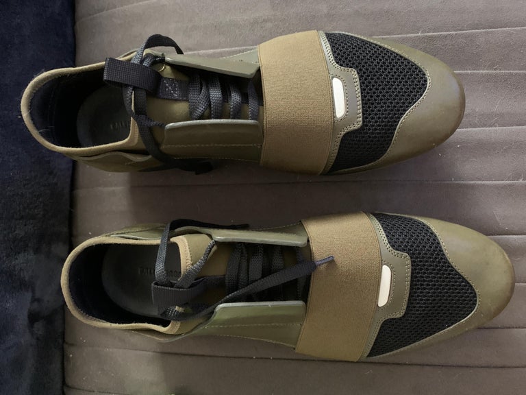 Balenciaga Speed Racer Shoes Rare Olive Green/Black Size 43/10 Mens Unisex  For Sale at 1stDibs