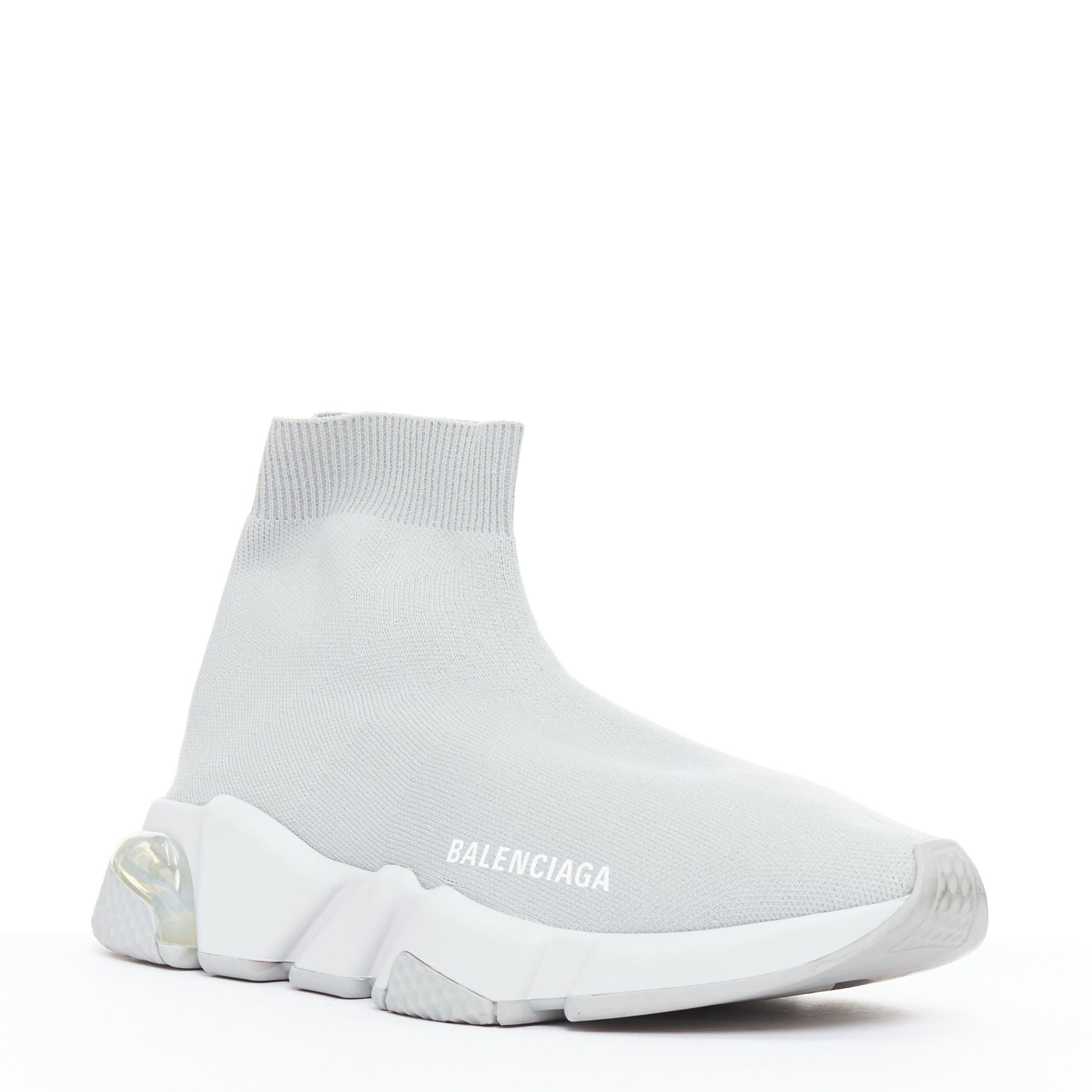 BALENCIAGA Speed Trainer Clear Sole grey sock sneakers EU37
Reference: LNKO/A02583
Brand: Balenciaga
Designer: Demna
Model: Speed Trainer
Material: Fabric, Rubber
Color: Grey, Clear
Pattern: Solid
Closure: Elasticated
Lining: Grey Fabric
Made in: