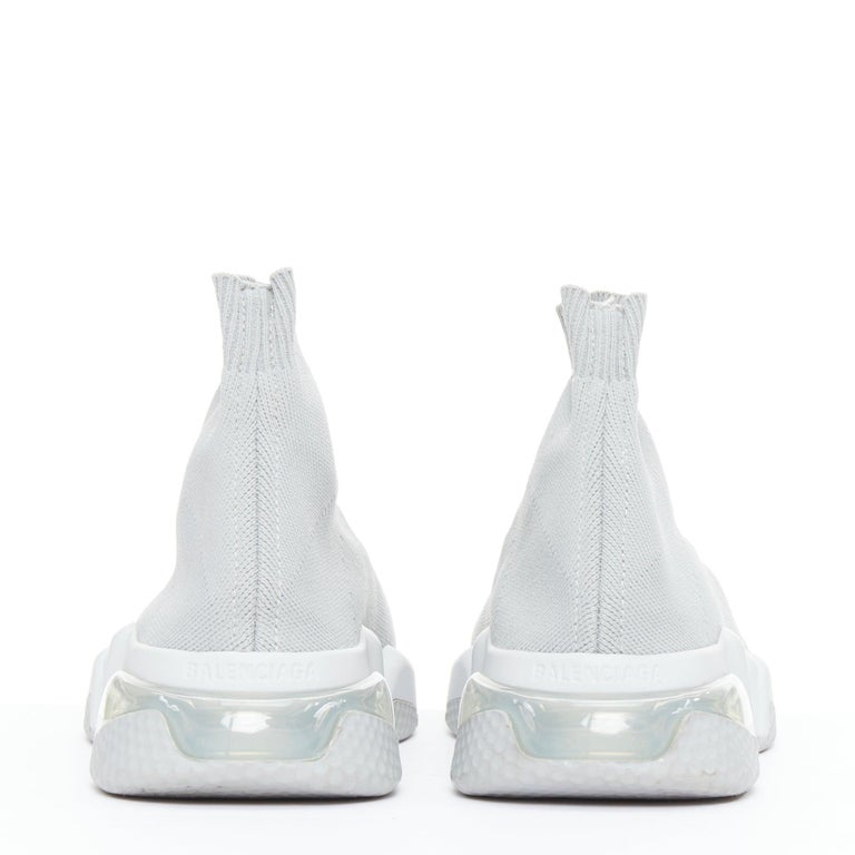 BALENCIAGA Speed Trainer Clear Sole grey sock sneakers EU37 For