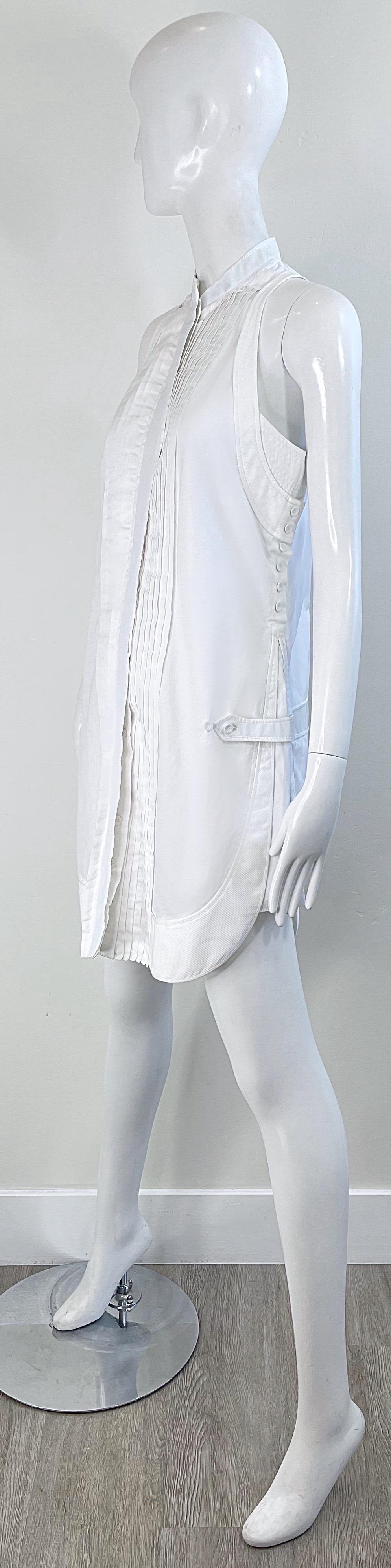 Balenciaga Spring 2007 by Nicolas Ghesquiere Size 38 / 8 White Tuxedo Dress  For Sale 6