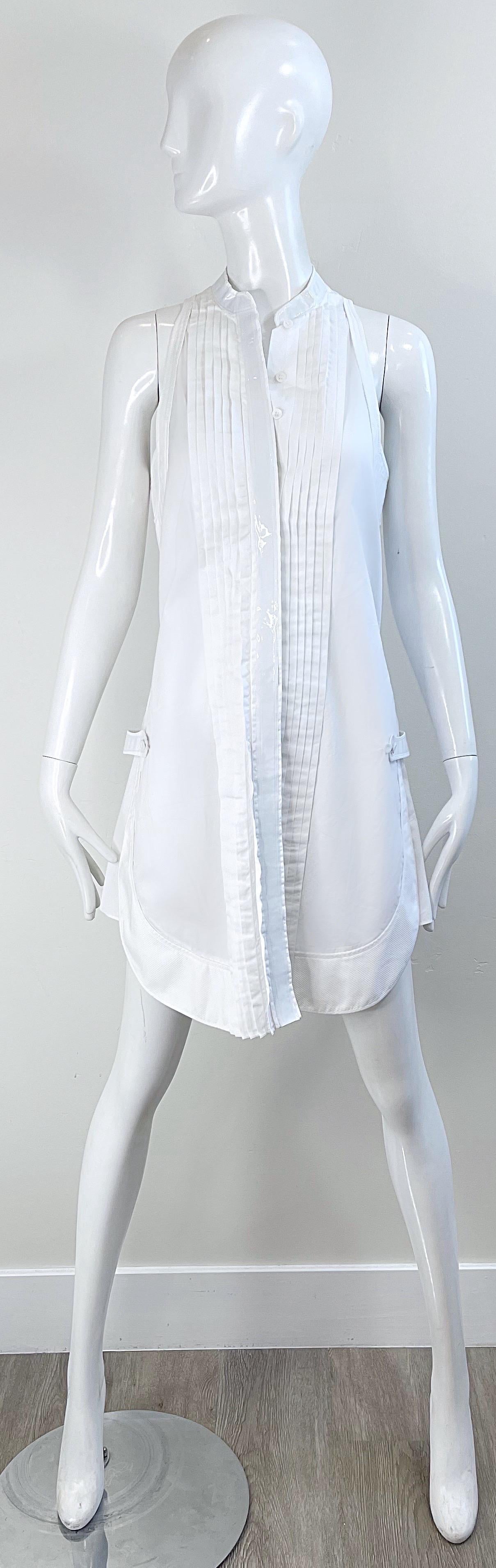 Balenciaga Spring 2007 by Nicolas Ghesquiere Size 38 / 8 White Tuxedo Dress  For Sale 8