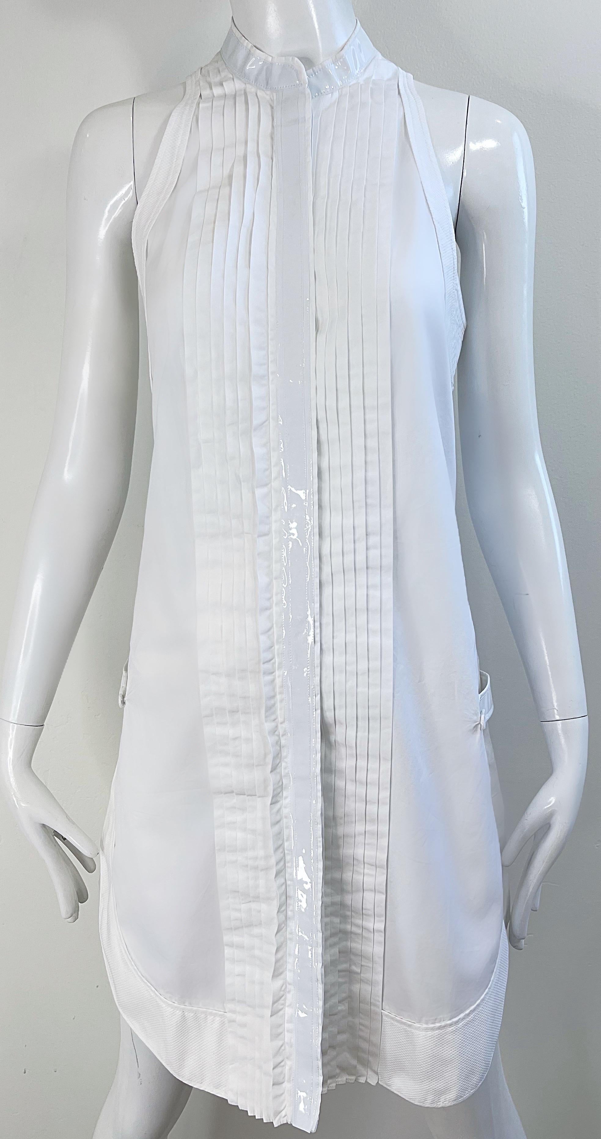 Balenciaga Spring 2007 by Nicolas Ghesquiere Size 38 / 8 White Tuxedo Dress  For Sale 12