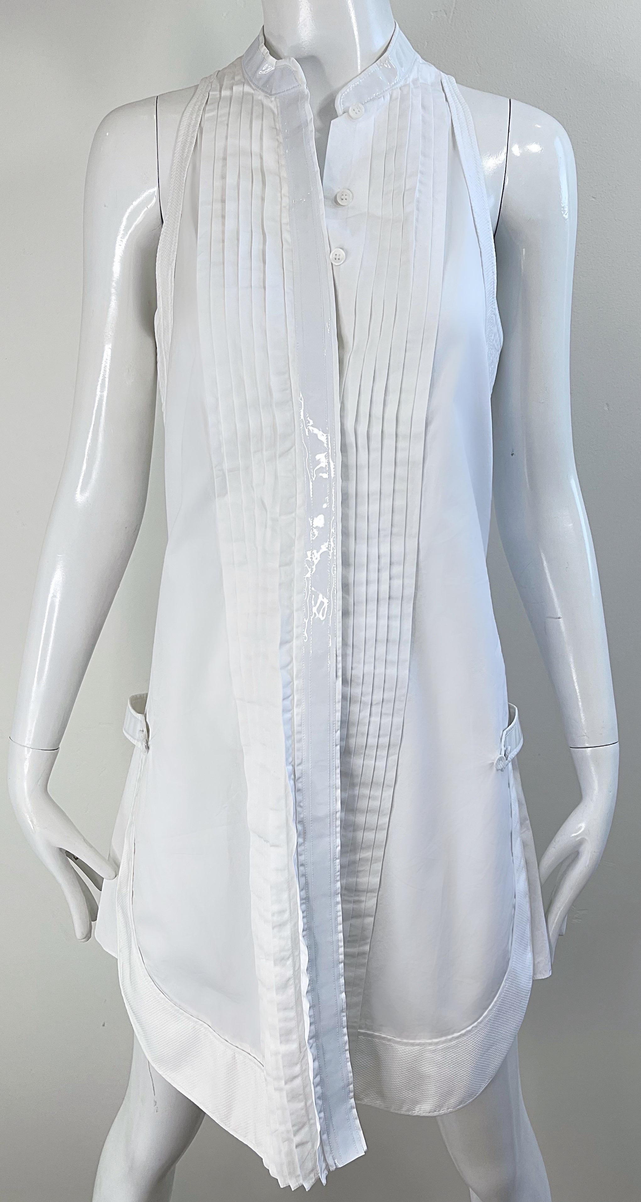 Balenciaga Spring 2007 by Nicolas Ghesquiere Size 38 / 8 White Tuxedo Dress  For Sale 16
