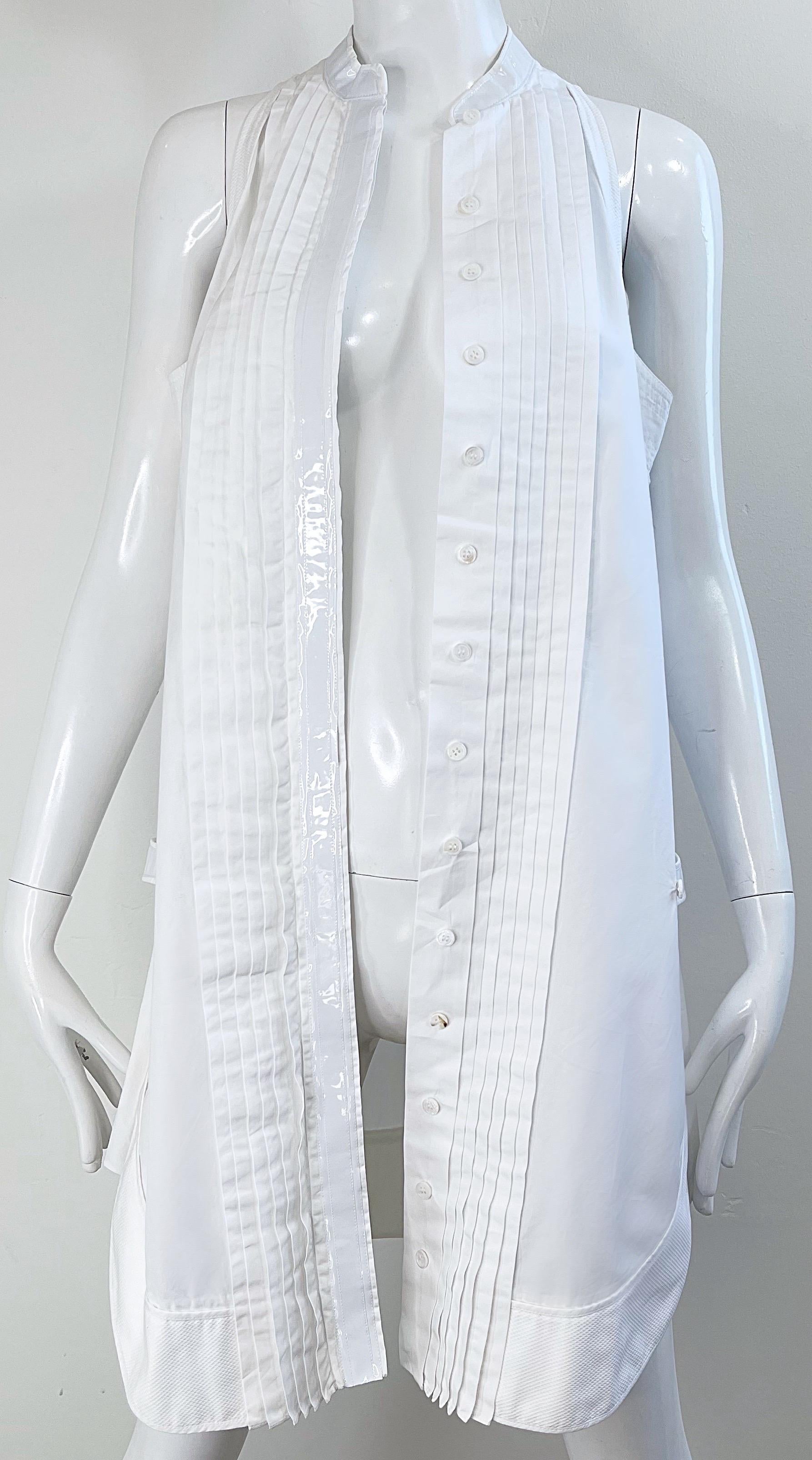 Balenciaga Primavera 2007 por Nicolas Ghesquiere Talla 38 / 8 Vestido de esmoquin blanco en venta 2