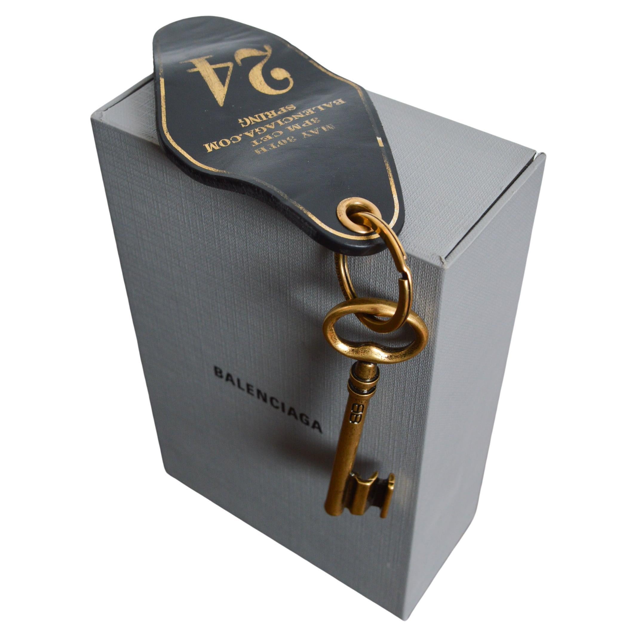 BALENCIAGA Spring 2024 Show Invite Leather Hotel Room Charm Key Ring Bag Charm For Sale