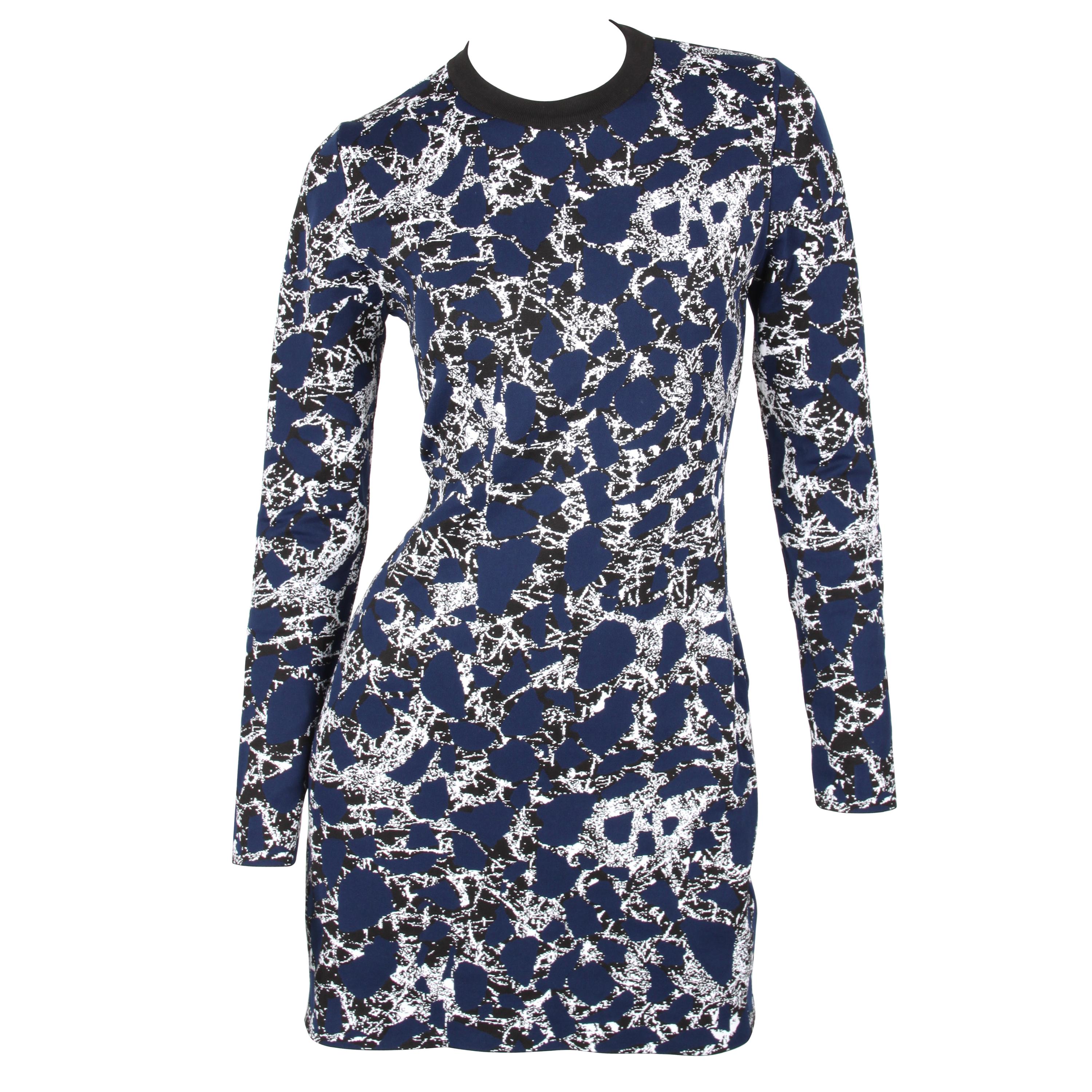 Balenciaga Spring/Summer 2015 Blue Marble Print Fitted Sheath Dress For ...