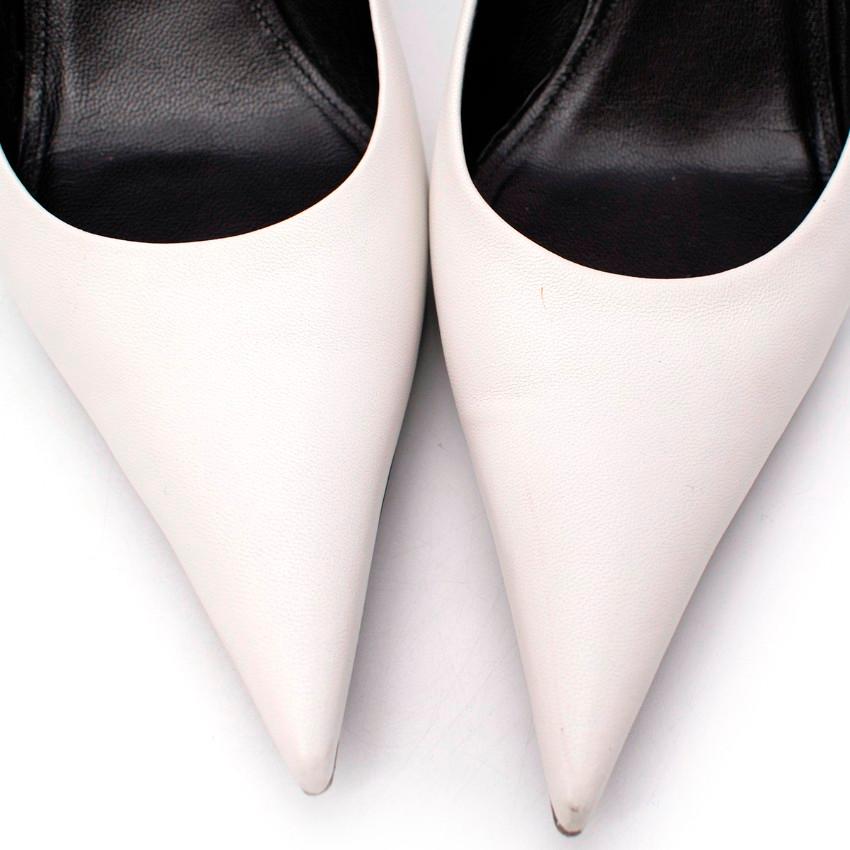 Gray Balenciaga Square White Leather Knife Pumps