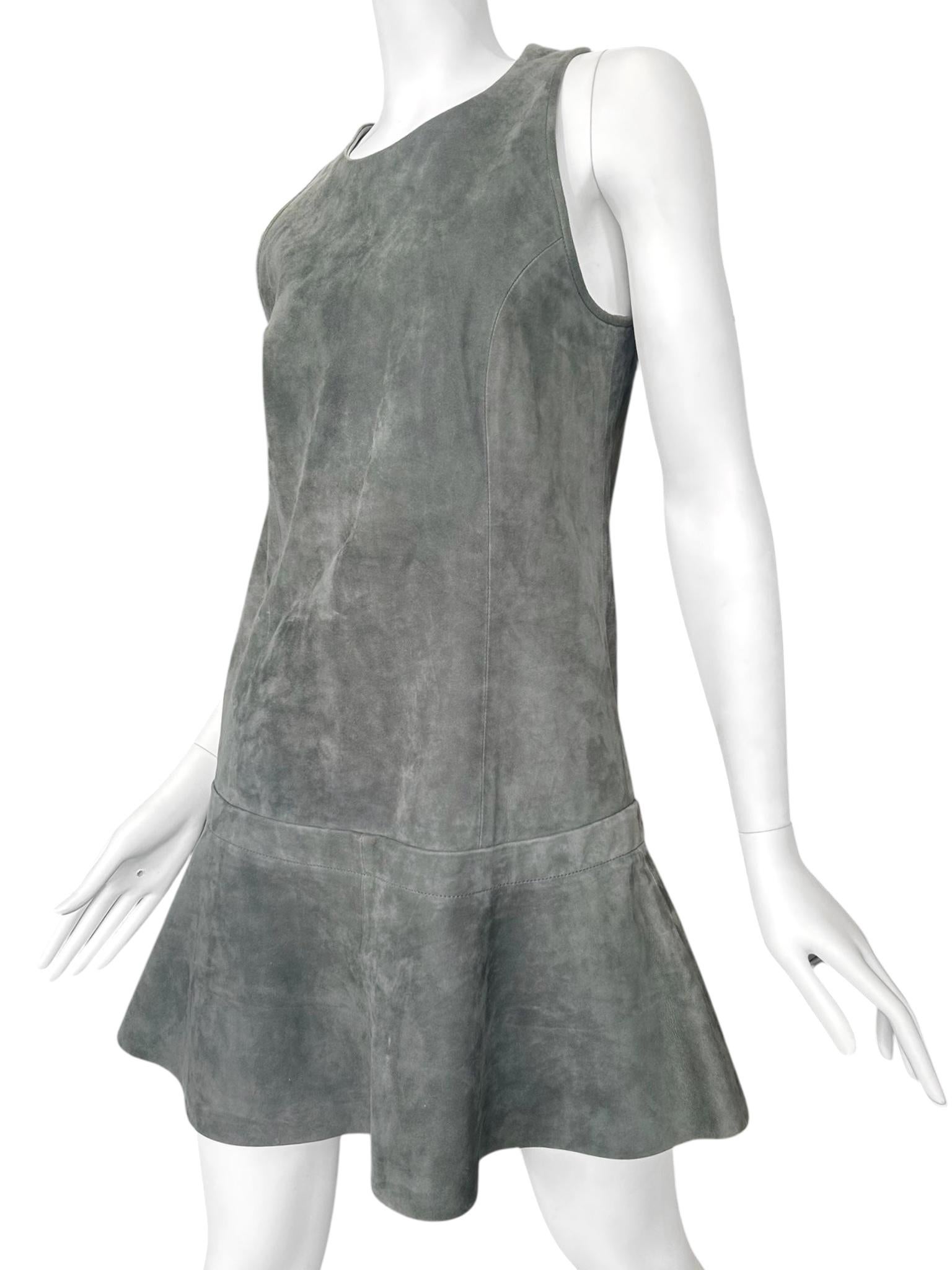 Gray BALENCIAGA ss2013 BY NICOLAS GHESQUIÈRE GREY SUEDE A-LINE MINI DRESS For Sale