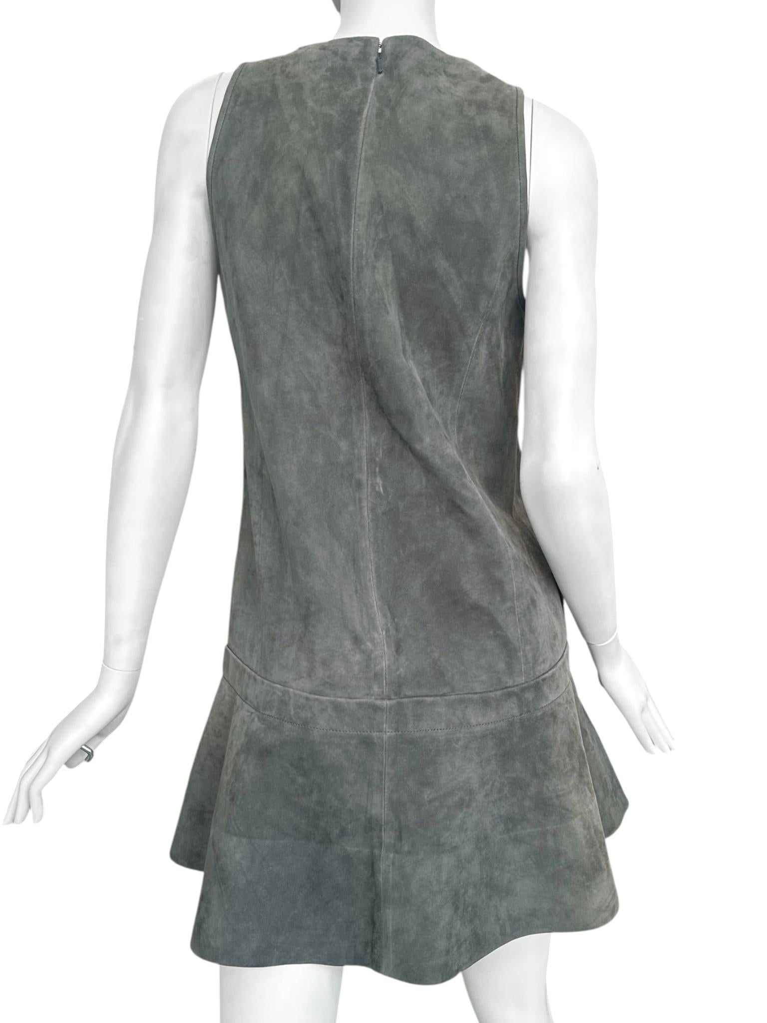 Women's BALENCIAGA ss2013 BY NICOLAS GHESQUIÈRE GREY SUEDE A-LINE MINI DRESS For Sale