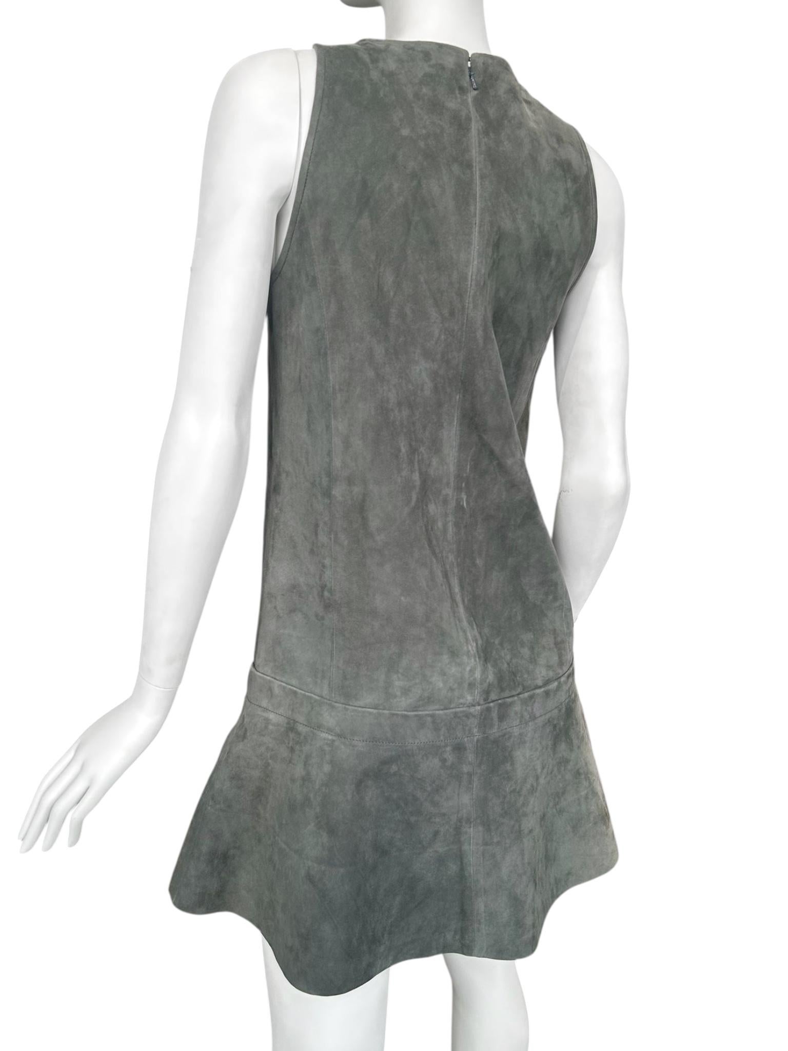 BALENCIAGA ss2013 BY NICOLAS GHESQUIÈRE GREY SUEDE A-LINE MINI DRESS For Sale 1