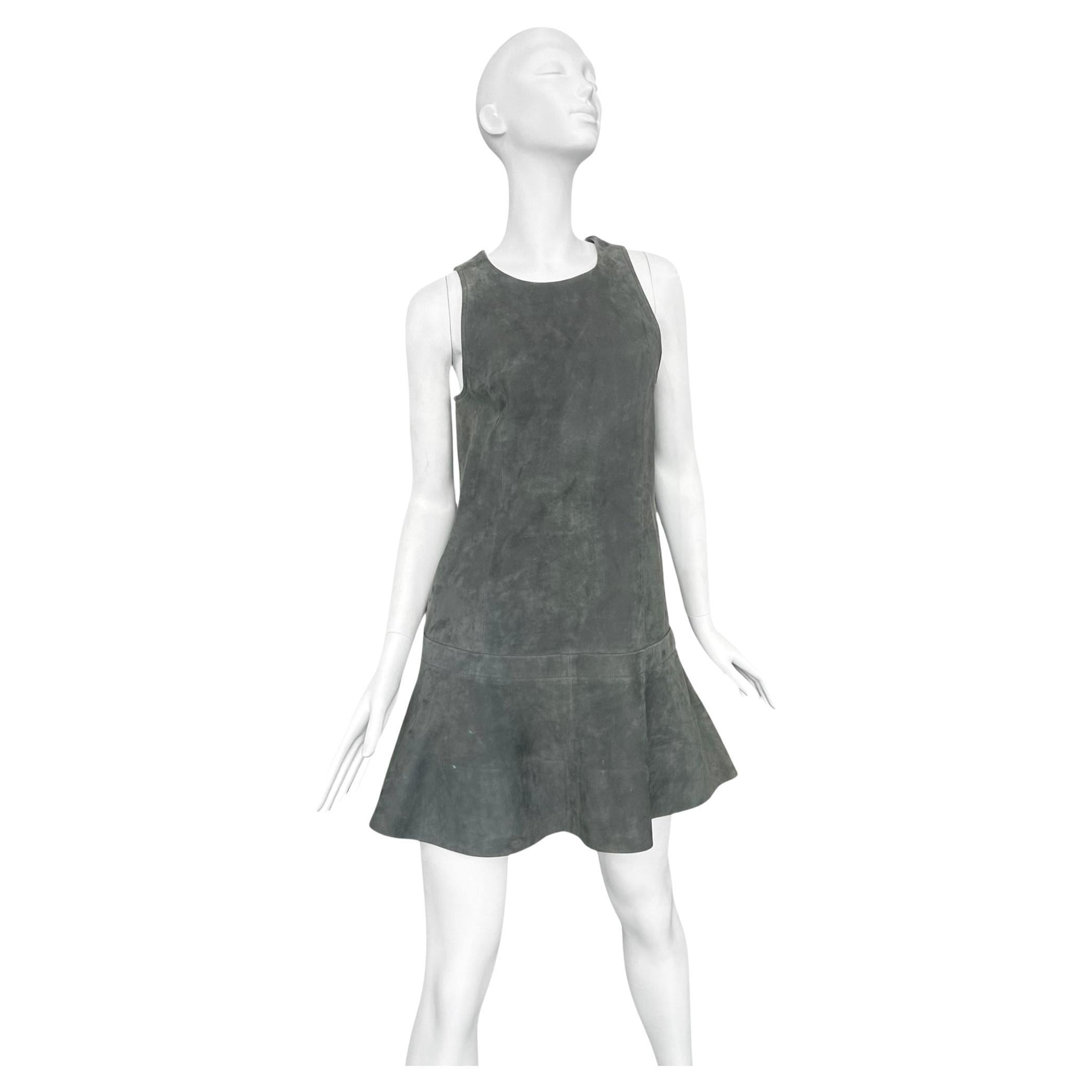 BALENCIAGA ss2013 BY NICOLAS GHESQUIÈRE GREY SUEDE A-LINE MINI DRESS For Sale