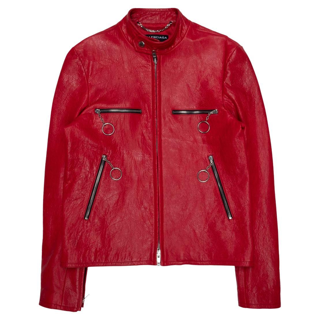 Balenciaga SS2017 Red Leather Moto Jacket