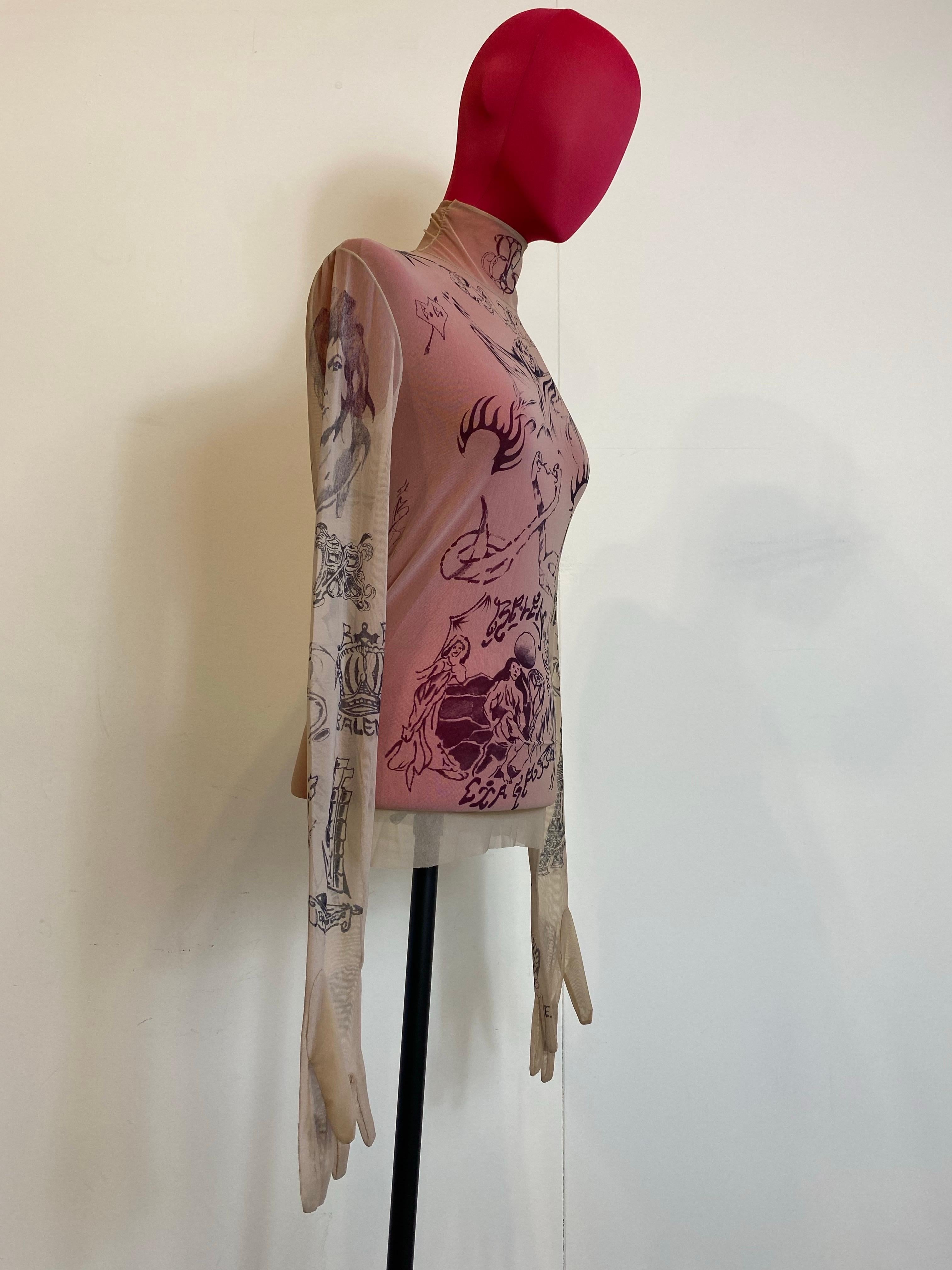 Gray Balenciaga SS2024 tattoo long sleeves Top