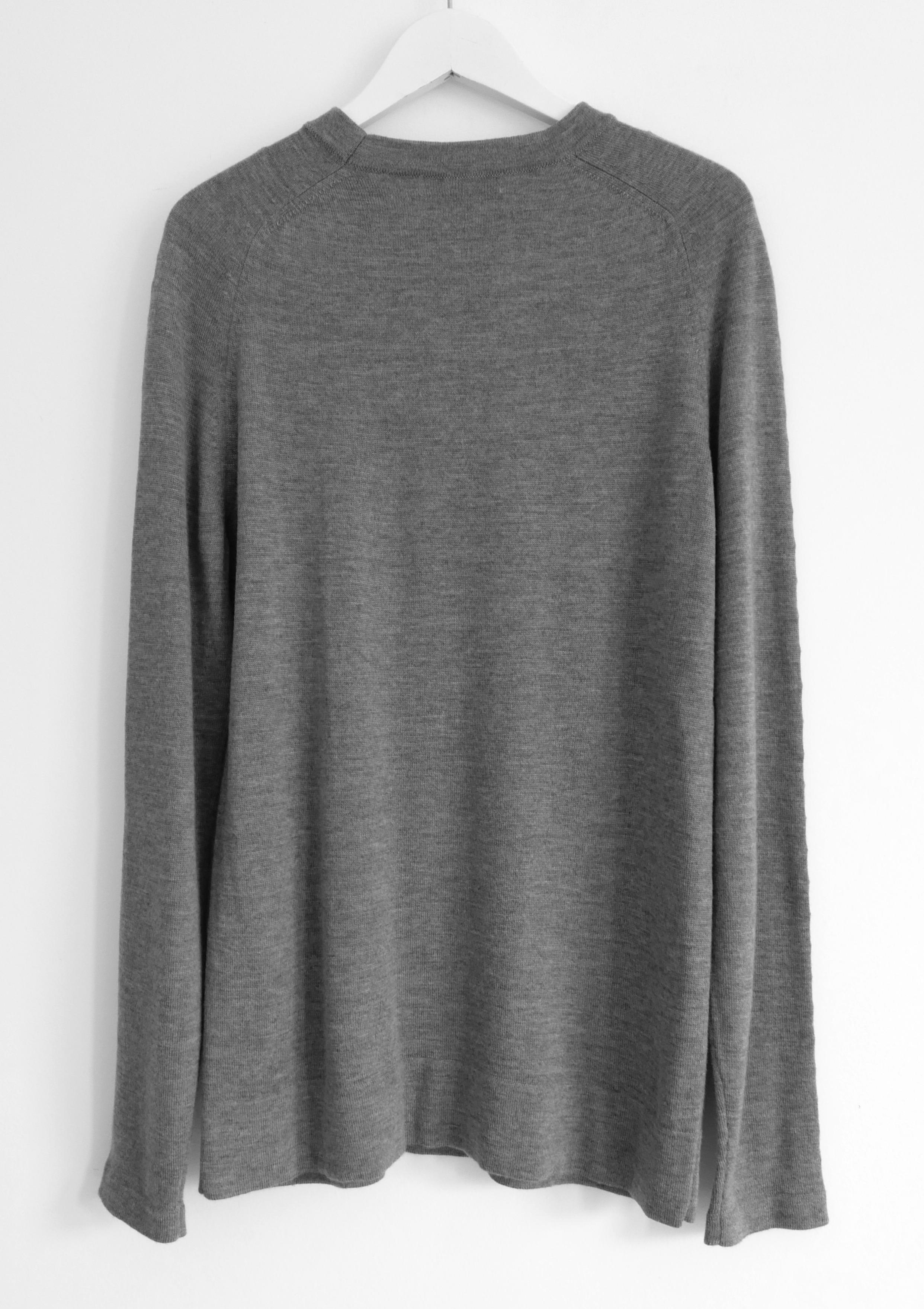 Gray Balenciaga Staple Trim Grey Fine Knit Sweater Jumper For Sale