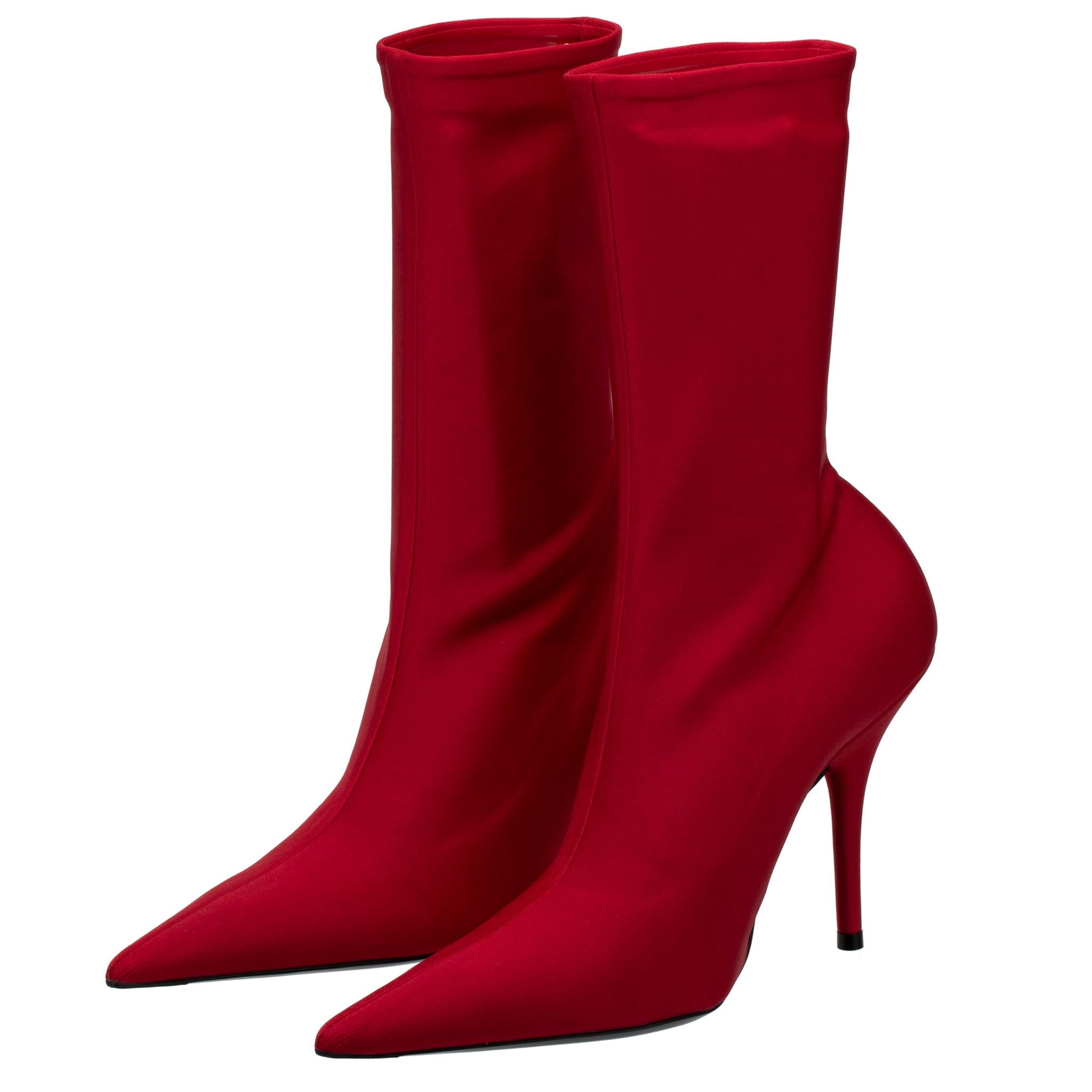 Rouge Balenciaga - Bottes en maille extensible rouge 36 FR en vente
