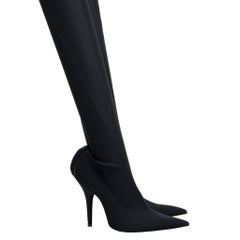 Balenciaga Stretch Knit Knife Thigh High Boot Black 36 FR