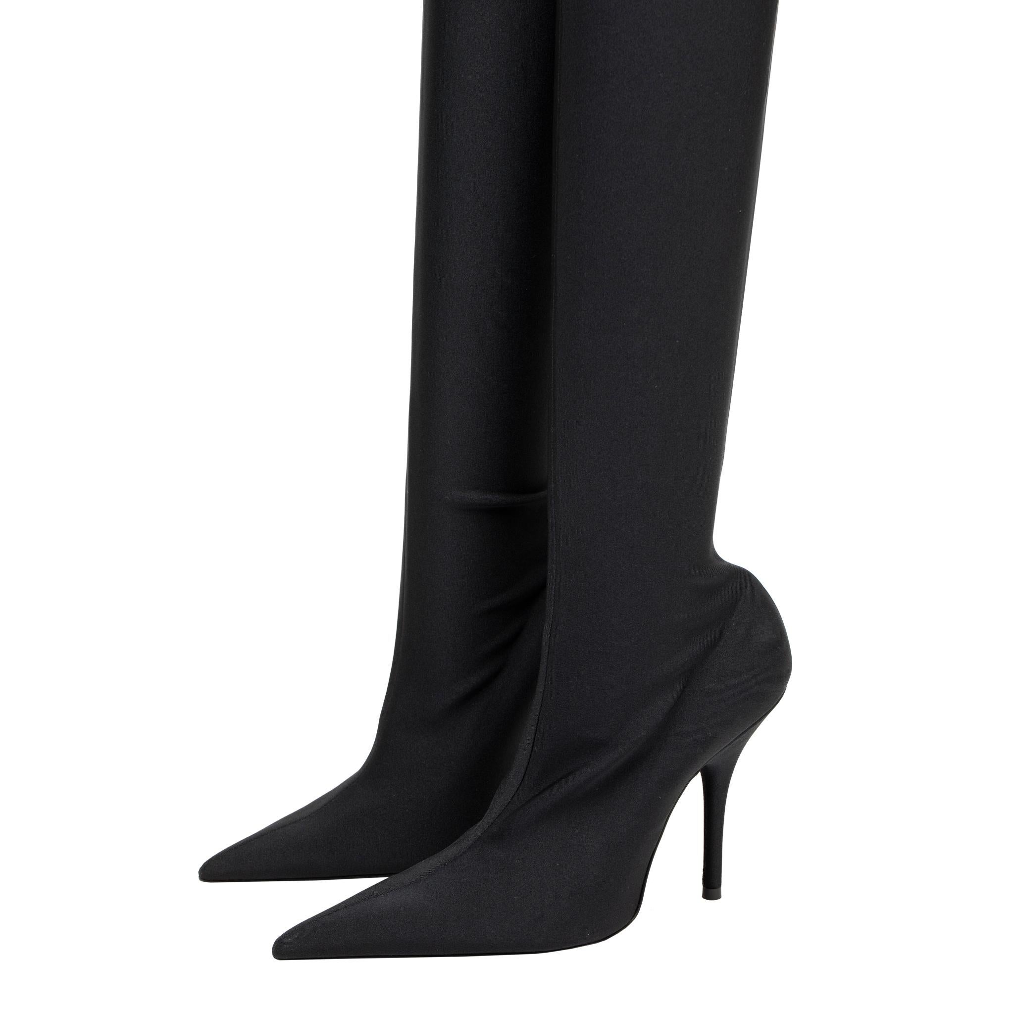 Balenciaga Stretch Knit Knife Thigh High Boot Black 36 FR In Excellent Condition For Sale In DOUBLE BAY, NSW