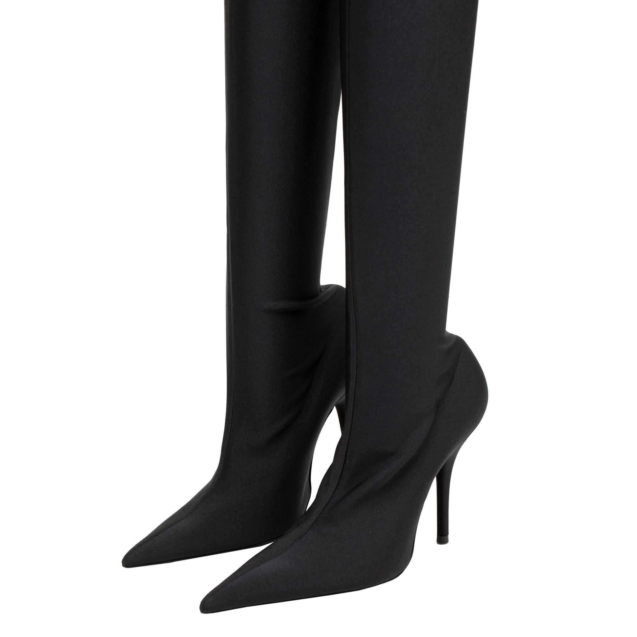 Women's Balenciaga Stretch Knit Knife Thigh High Boot Black 36 FR For Sale