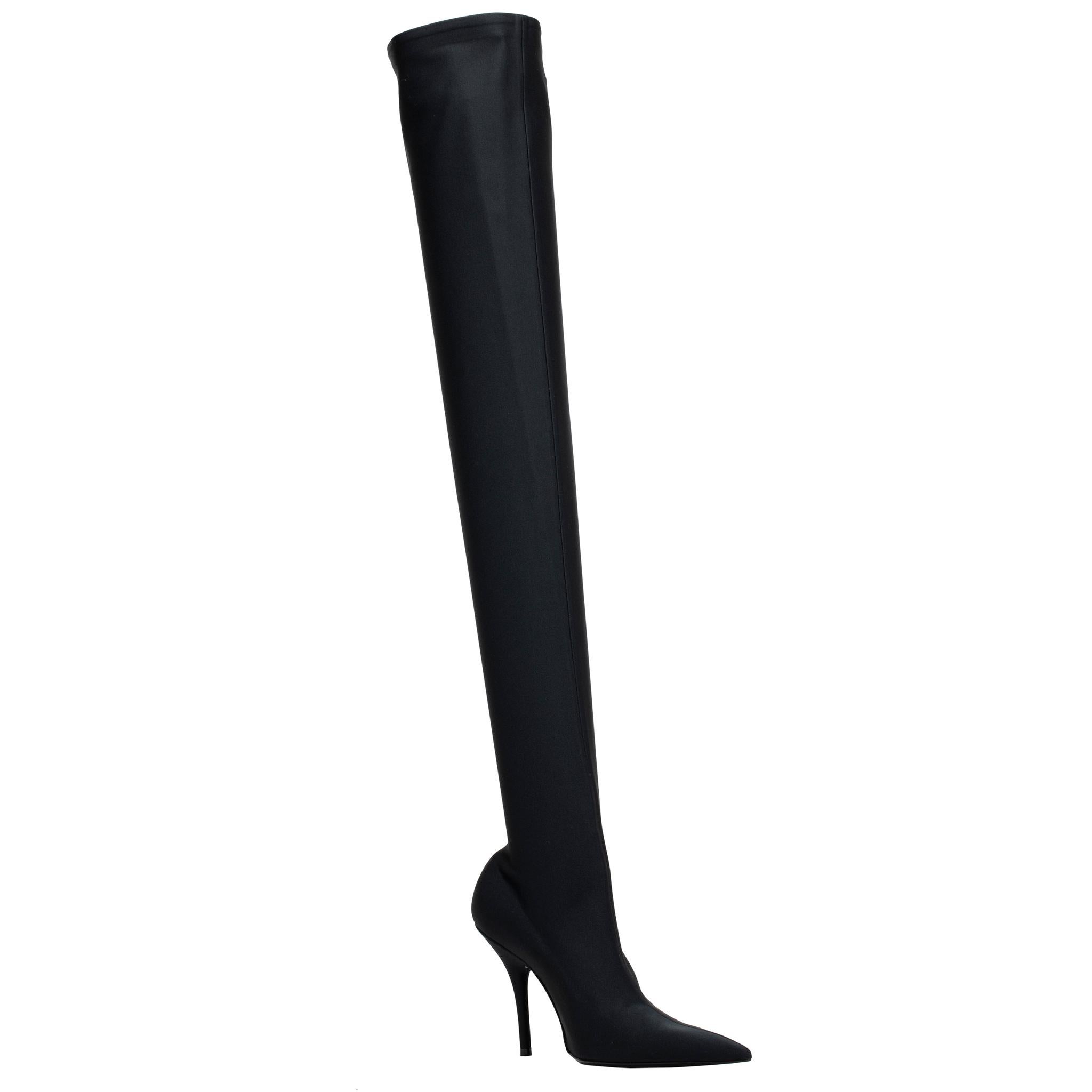 Balenciaga Stretch Knit Knife Thigh High Boot Black 36 FR For Sale 3
