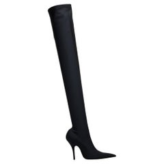 Balenciaga Stretch Knit Knife Thigh High Boot Black 36 FR