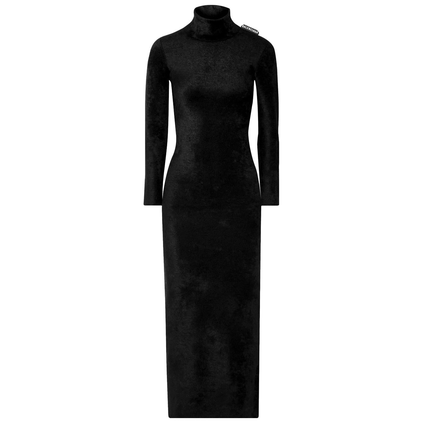 Balenciaga Stretch-Velvet Turtleneck Maxi Dress