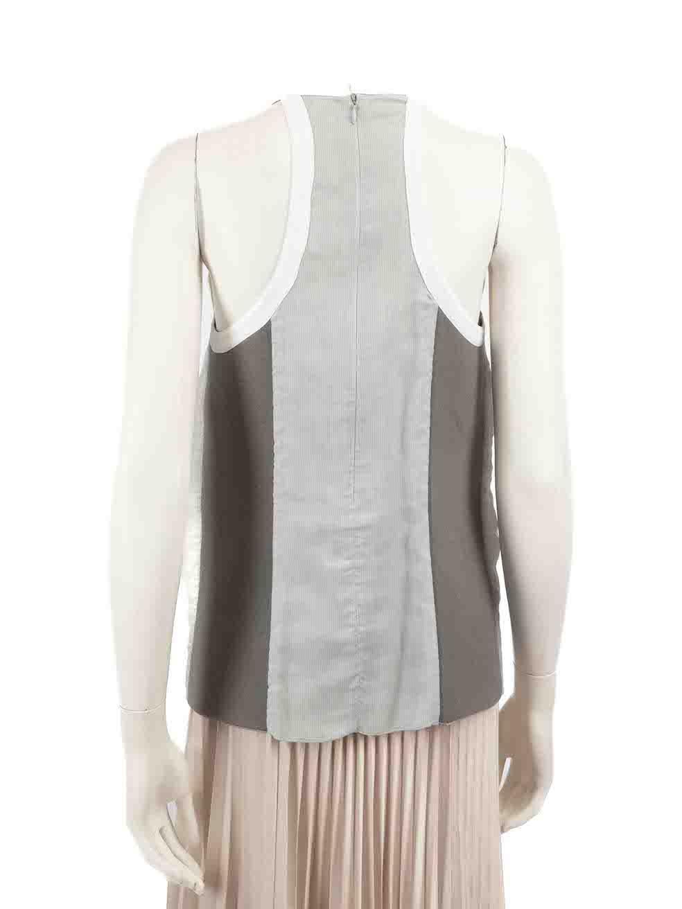 Grigio Balenciaga - Top senza maniche con scollo a righe - taglia L. in vendita