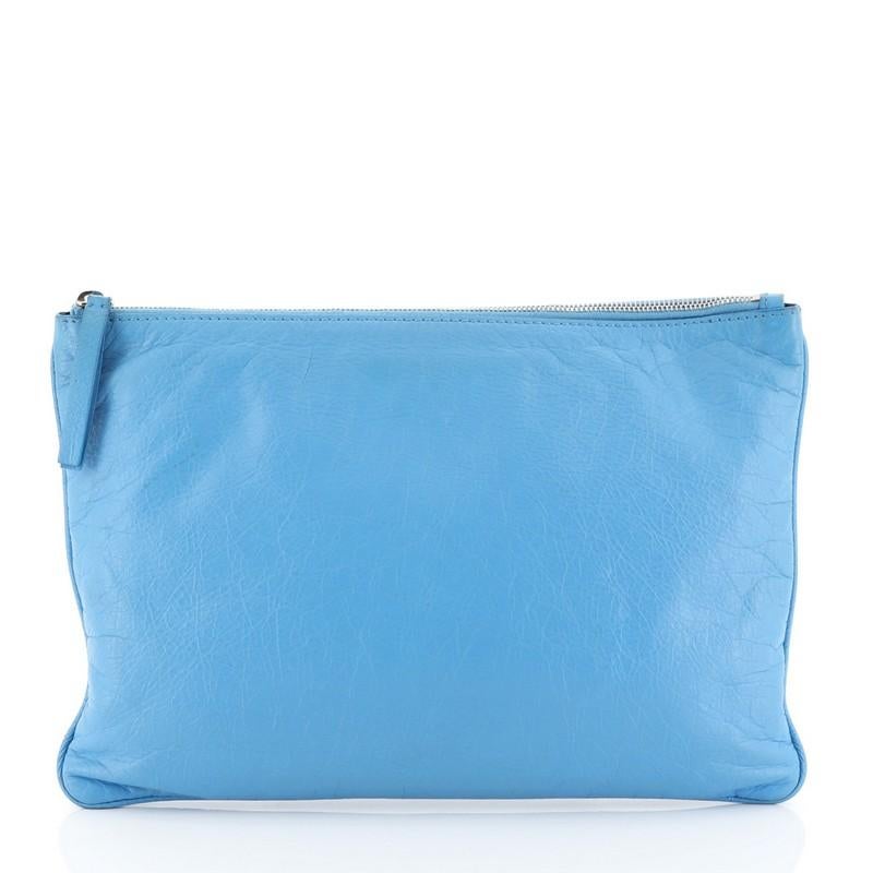 Blue Balenciaga Supermarket Pouch Leather Medium