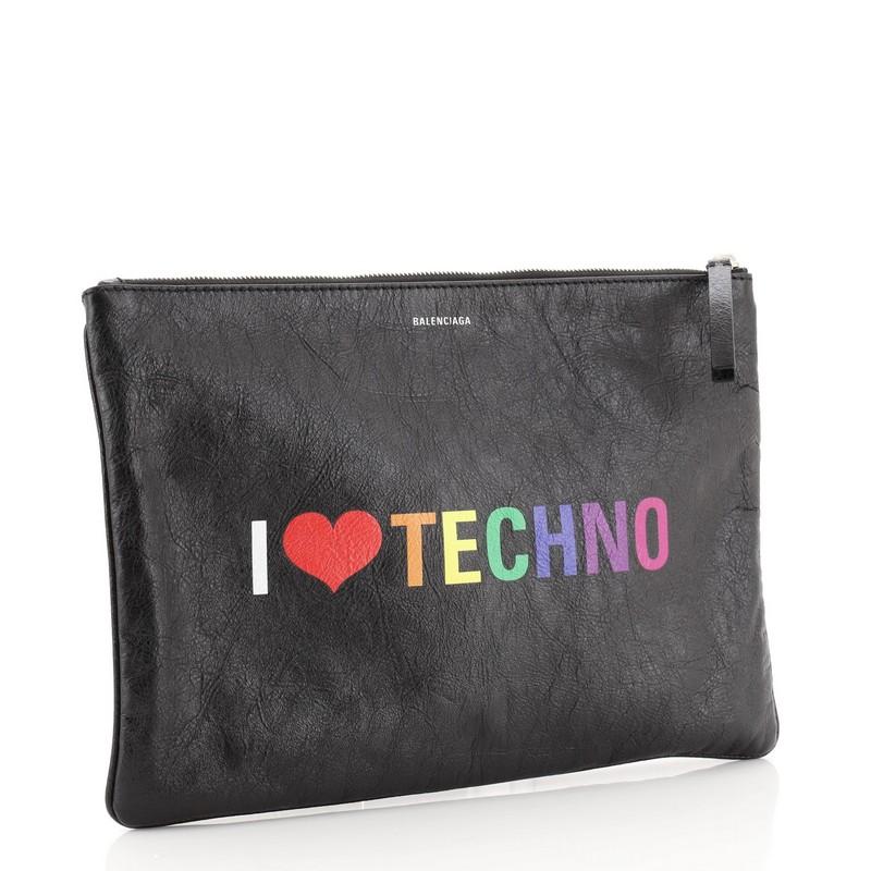 Black Balenciaga Supermarket Pouch Leather Medium