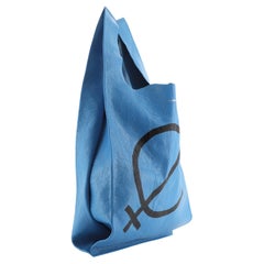 Balenciaga Supermarket Shopper Bag Printed Leather Small Blue